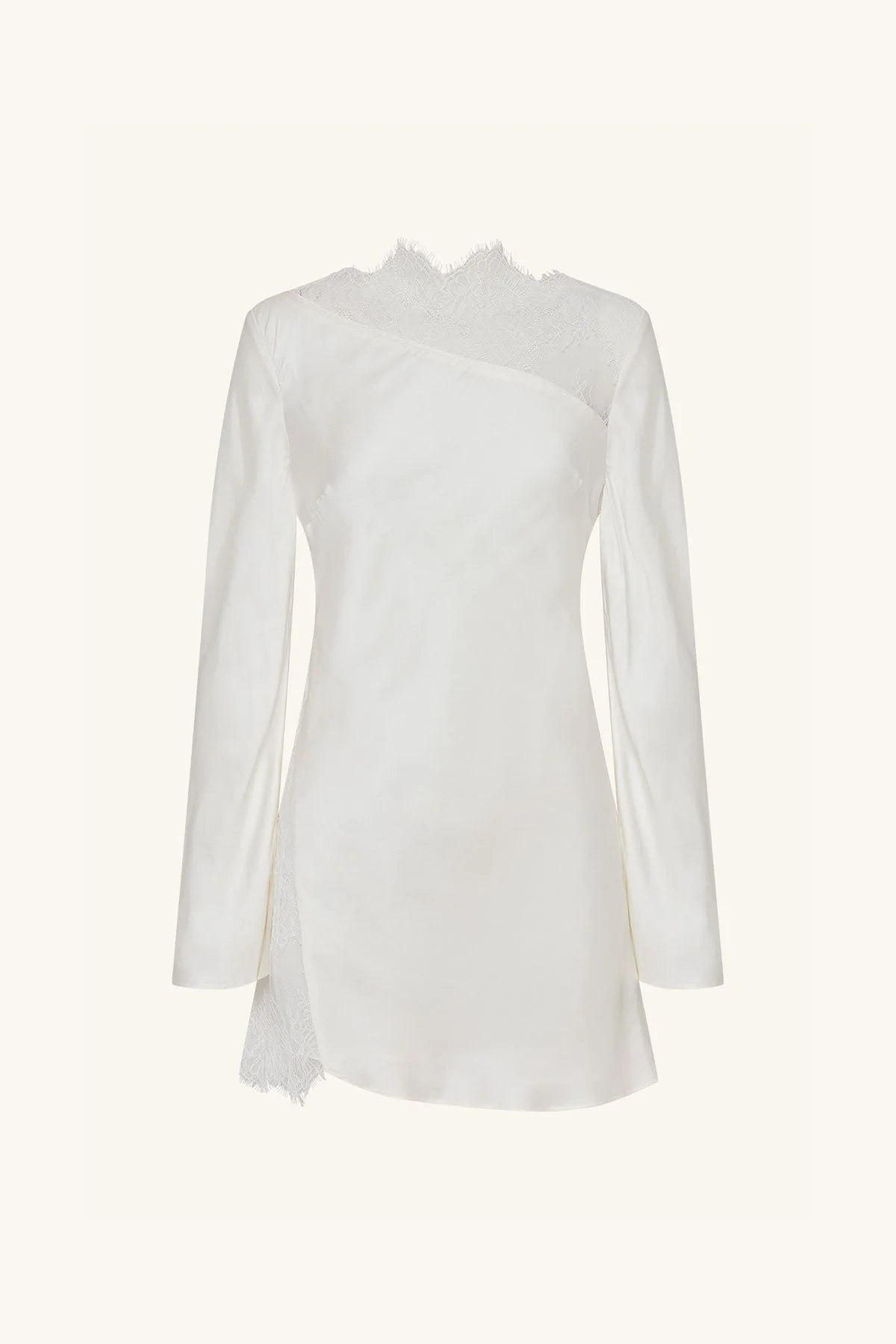 ALLEGRA LACE PANELLED MICRO MINI DRESS - IVORY - Image 8
