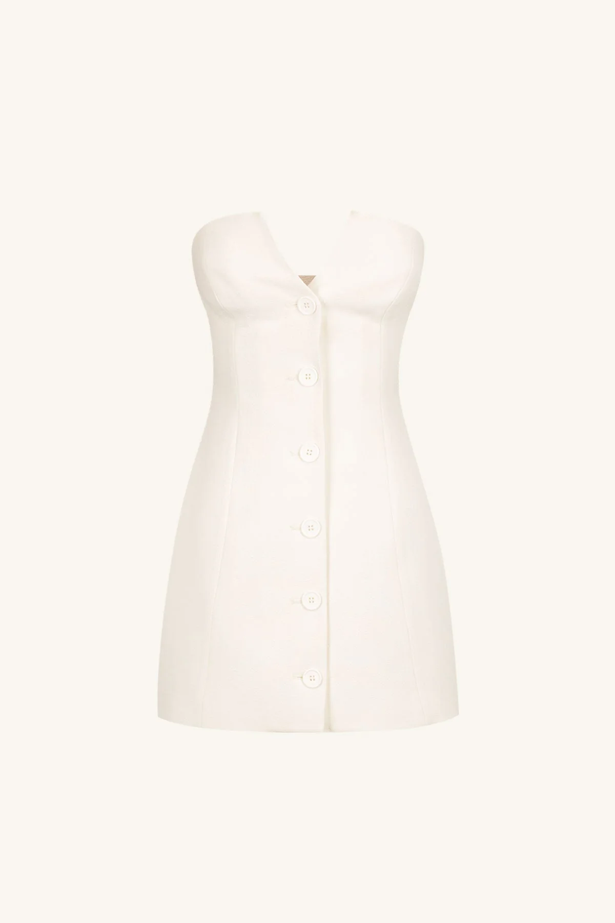 AMURA STRAPLESS BUTTON UP MINI DRESS - CREAM - Image 6