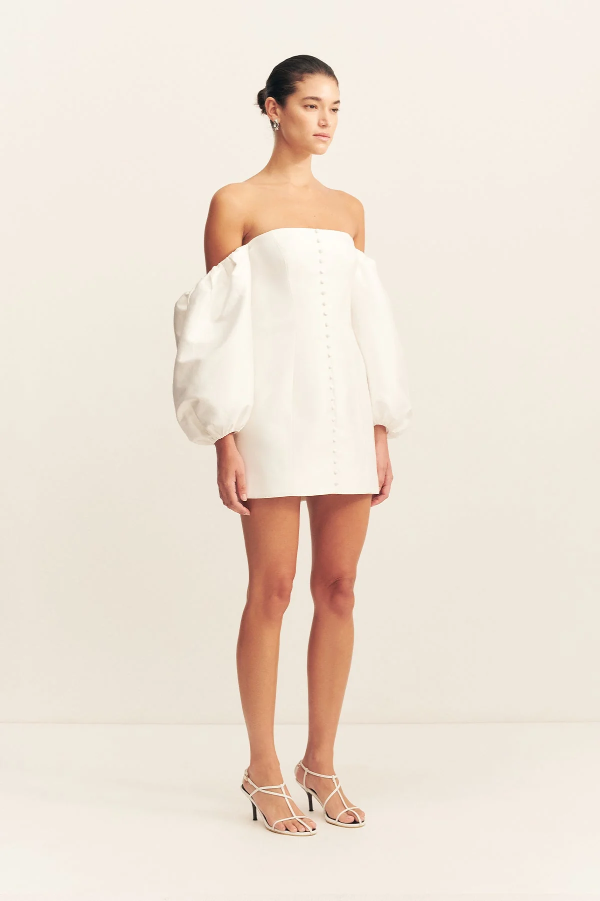 CALCITE BALLOON SLEEVE OFF SHOULDER MINI DRESS - Image 3