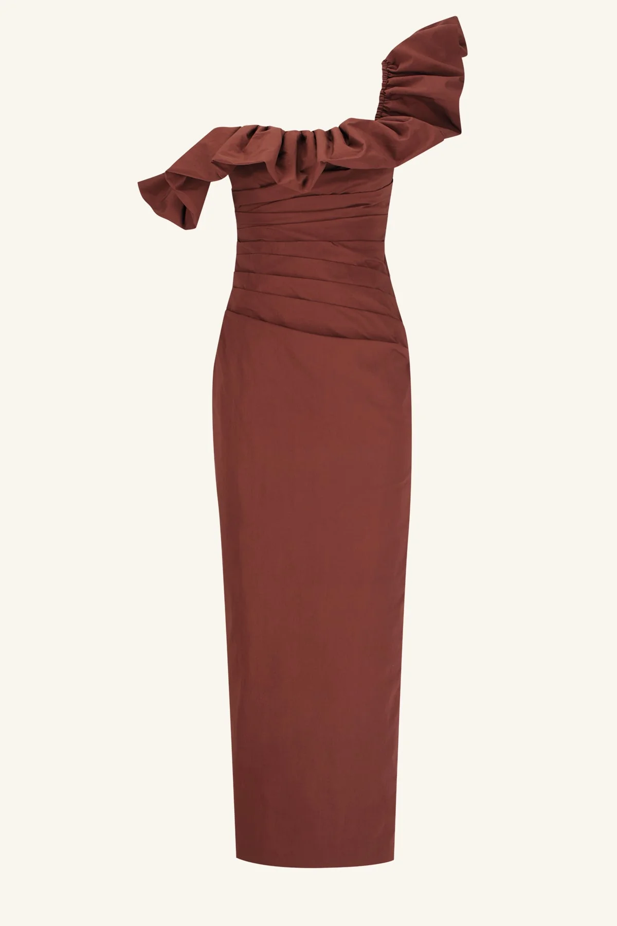 CAMPBELL RUFFLE DRAPED MAXI DRESS - ESPRESSO - Image 9