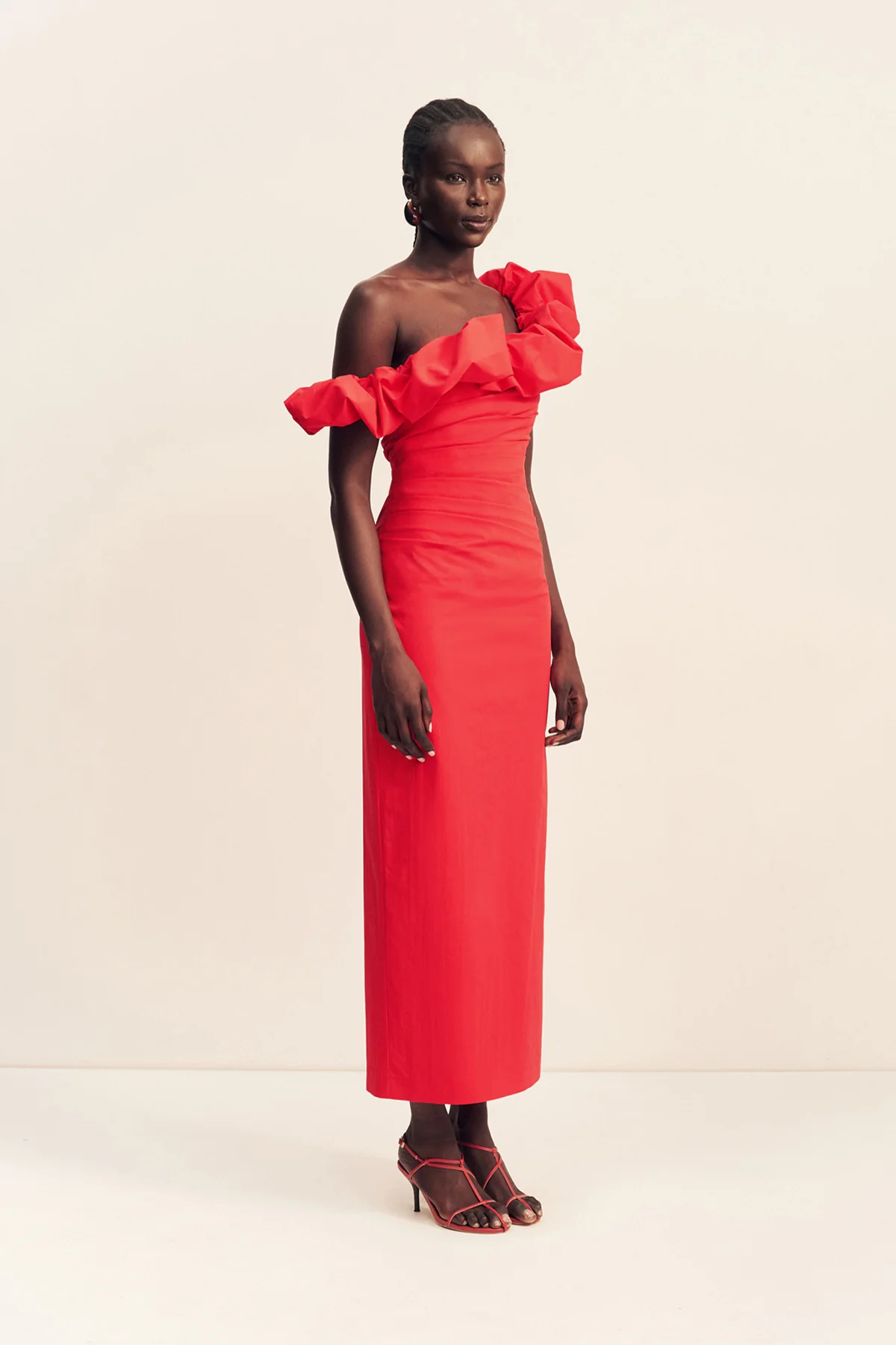 CAMPBELL RUFFLE DRAPED MAXI DRESS - GOJI - Image 3