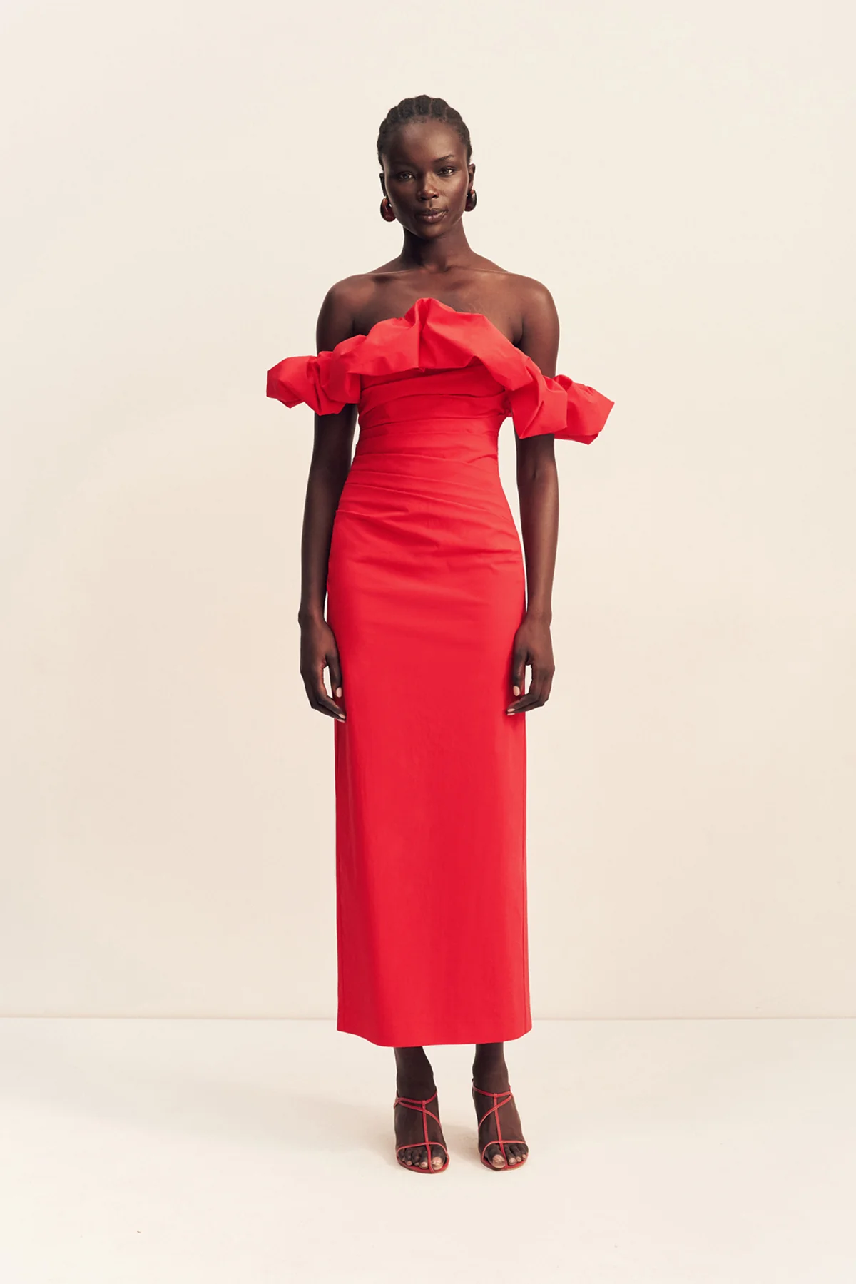 CAMPBELL RUFFLE DRAPED MAXI DRESS - GOJI - Image 6