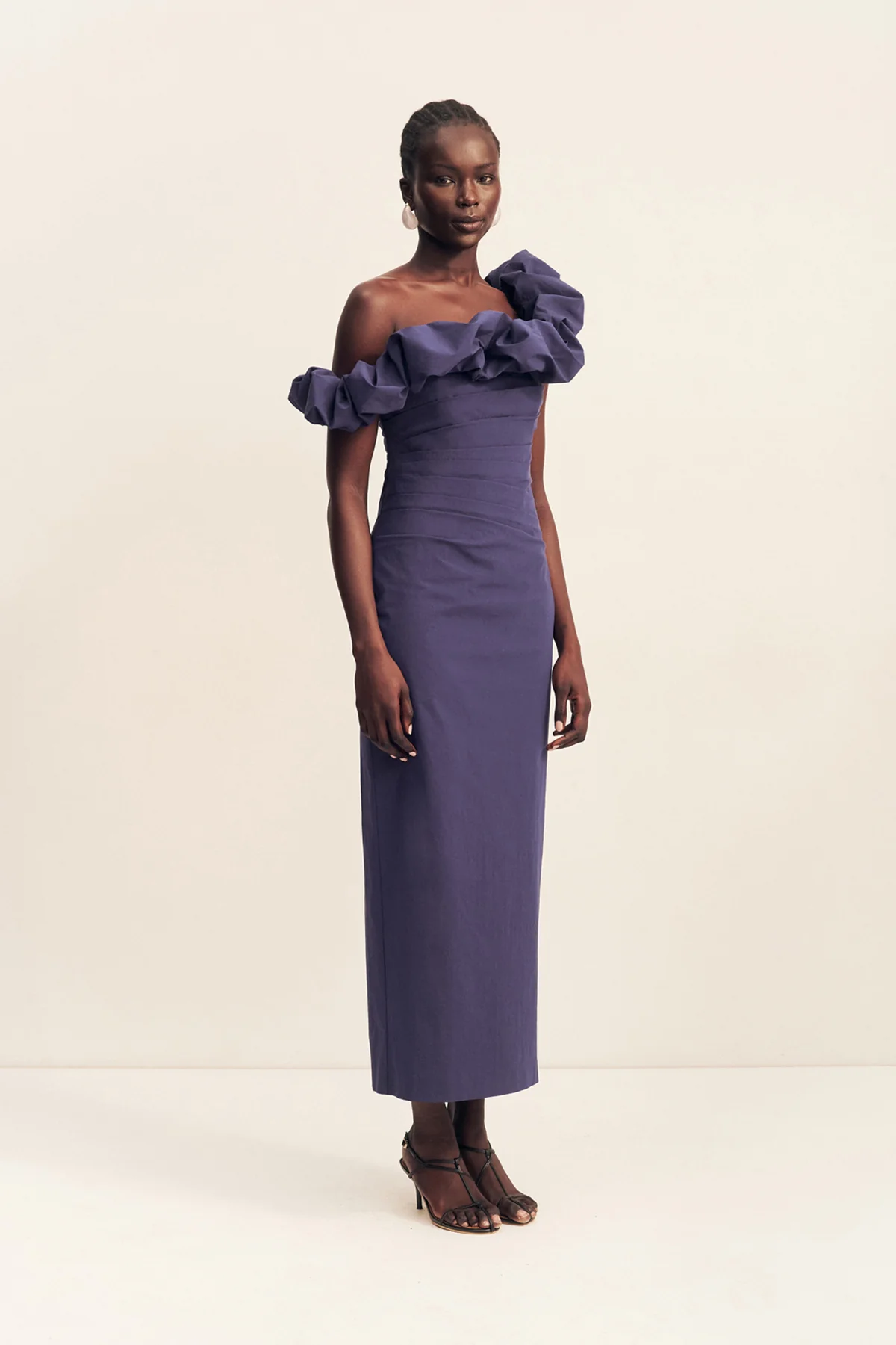 CAMPBELL RUFFLE DRAPED MAXI DRESS - MIDNIGHT - Image 3