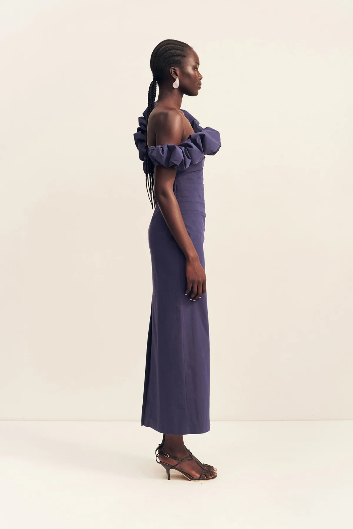 CAMPBELL RUFFLE DRAPED MAXI DRESS - MIDNIGHT - Image 4