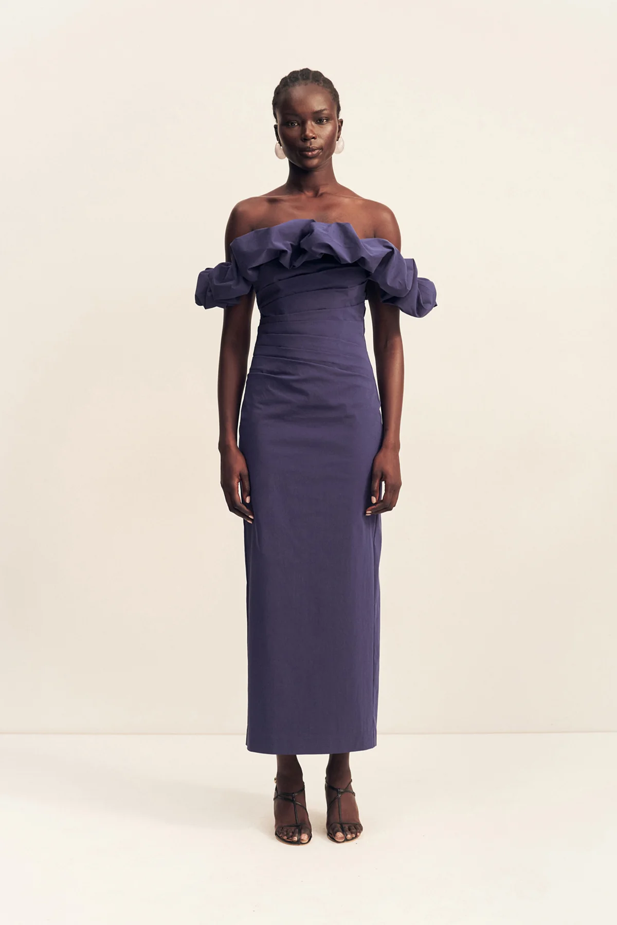 CAMPBELL RUFFLE DRAPED MAXI DRESS - MIDNIGHT - Image 6