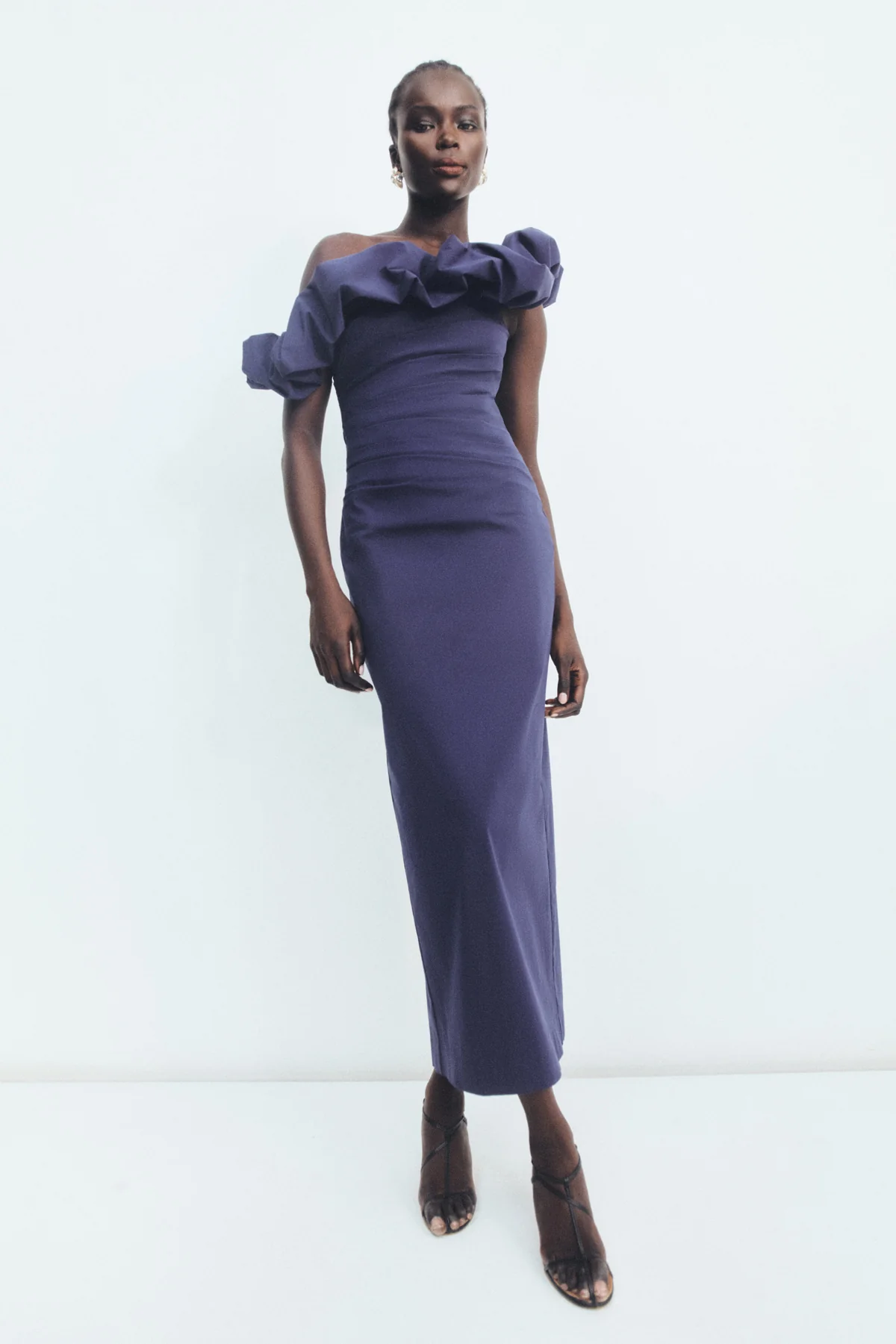 CAMPBELL RUFFLE DRAPED MAXI DRESS - MIDNIGHT - Image 7