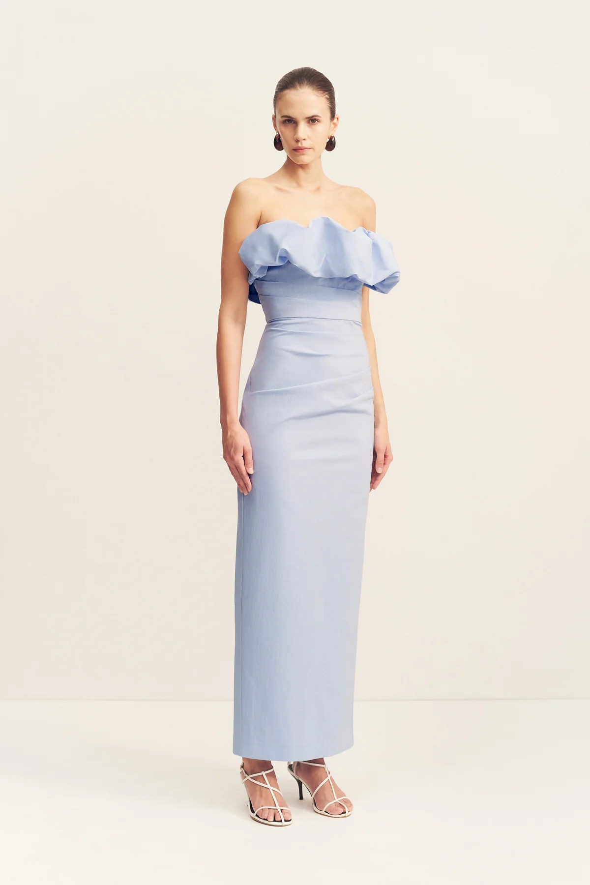 CAMPBELL STRAPLESS BUBBLE MAXI DRESS - CORNFLOWER BLUE - Image 3