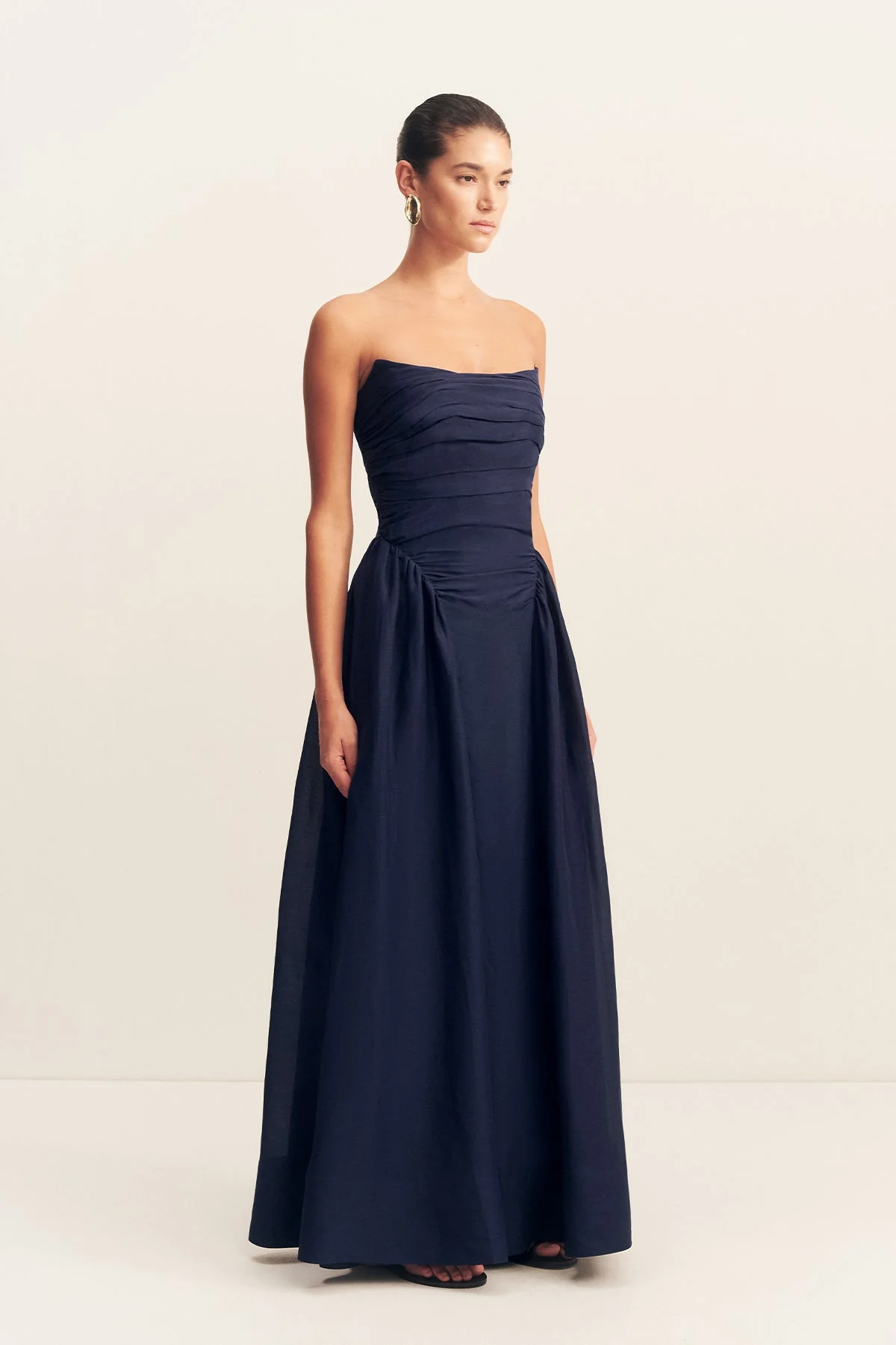 CELESTE STRAPLESS PANELLED MAXI DRESS - MIDNIGHT - Image 3