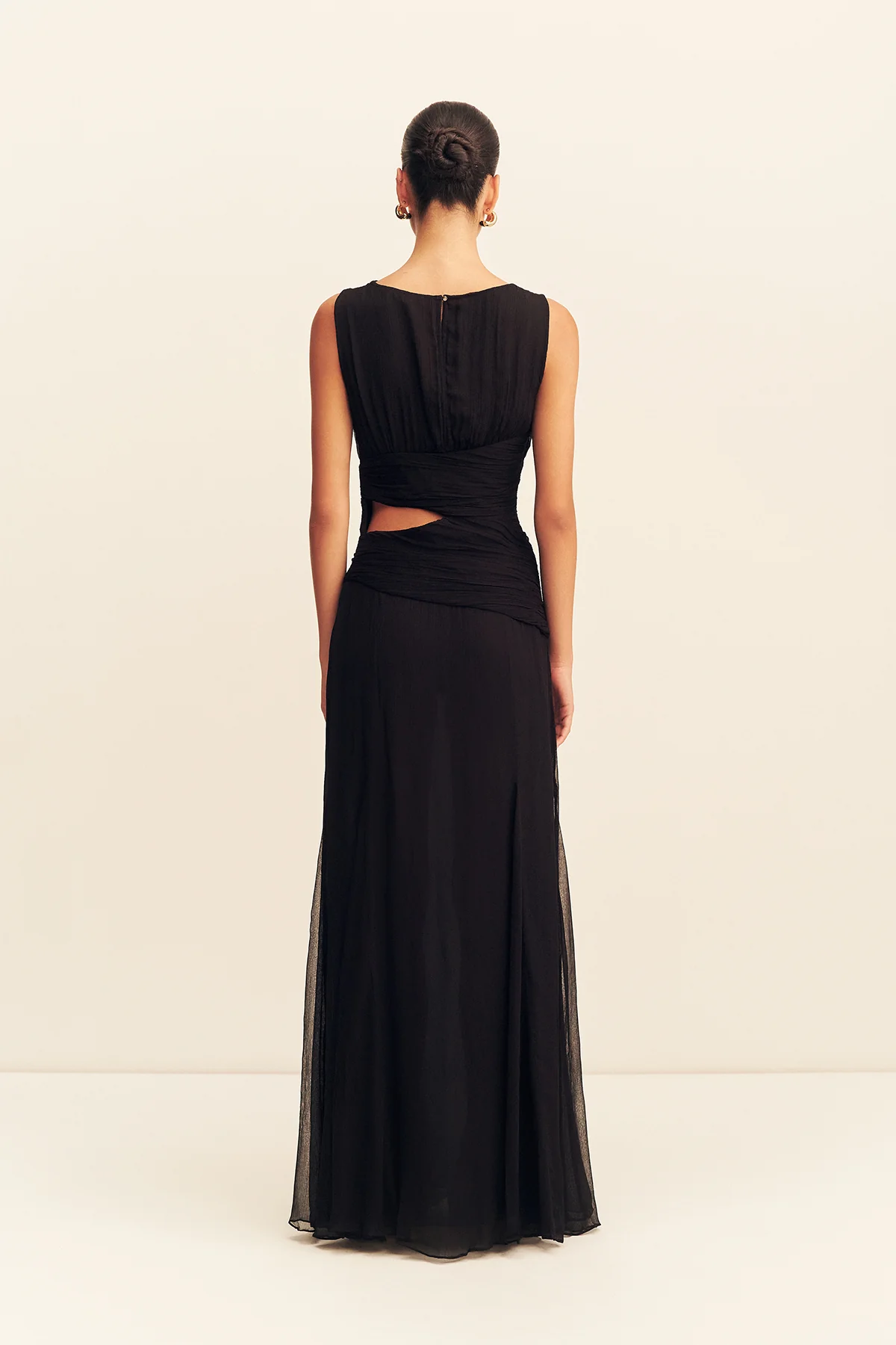CLAUDE CUT OUT SIDE SPLIT MAXI DRESS - BLACK - Image 6
