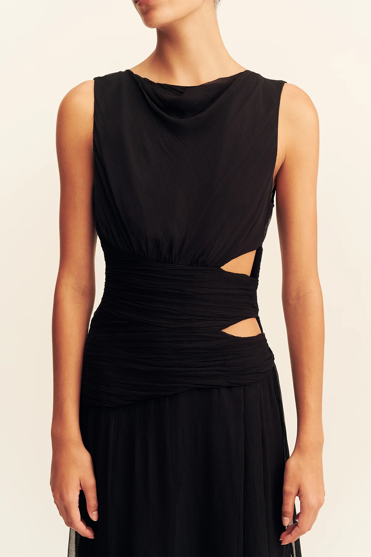 CLAUDE CUT OUT SIDE SPLIT MAXI DRESS - BLACK - Image 7