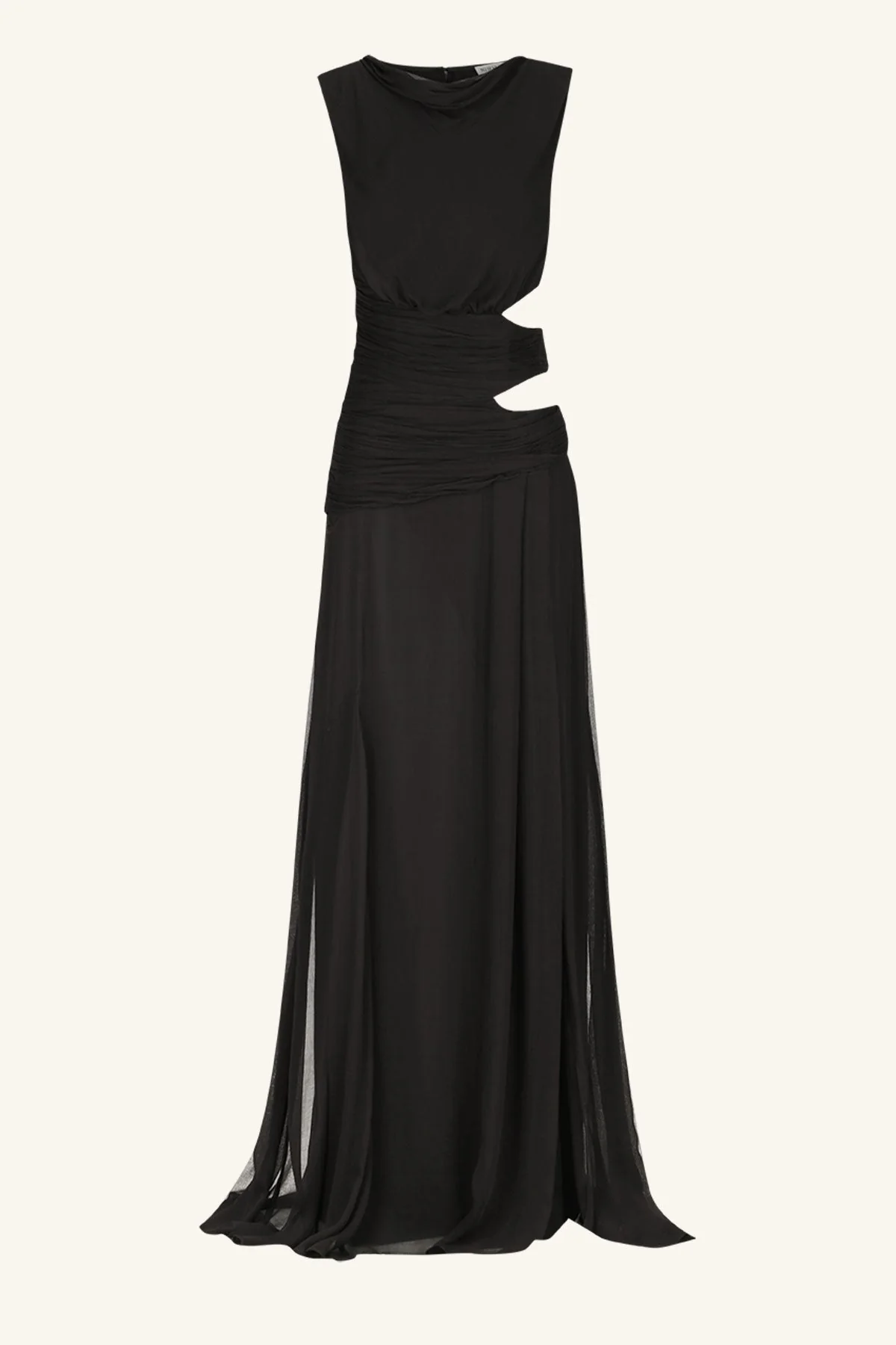 CLAUDE CUT OUT SIDE SPLIT MAXI DRESS - BLACK - Image 9