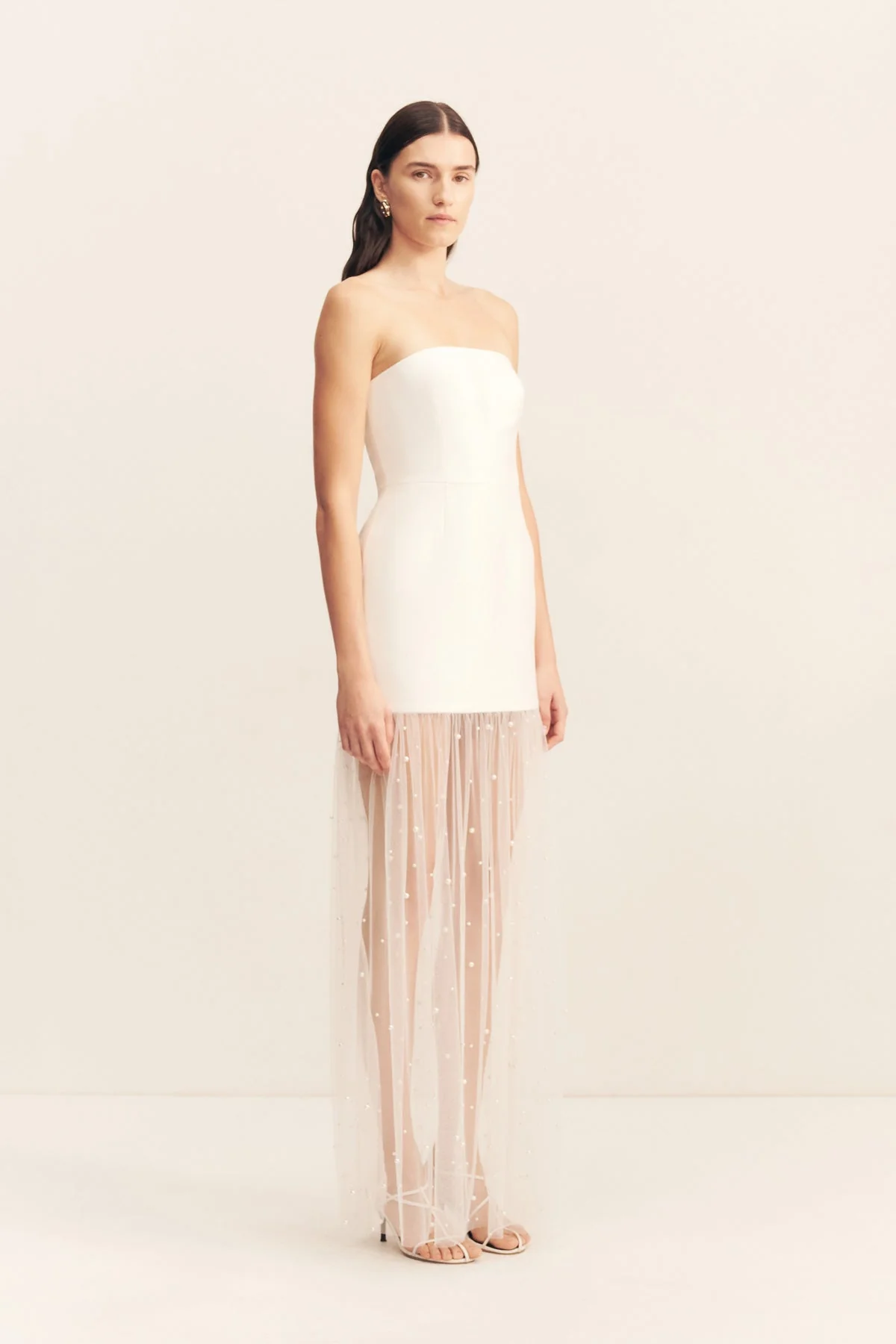 DEWDROP CONTRAST STRAPLESS MAXI DRESS - Image 3