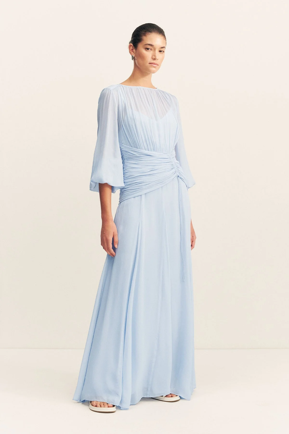 EMORY HIGH NECK BALLOON SLEEVE MAXI DRESS - ARCADIAN BLUE - Image 3