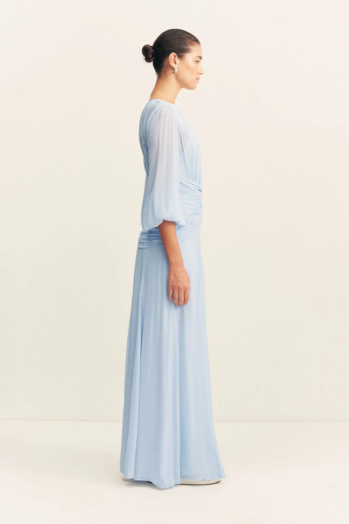 EMORY HIGH NECK BALLOON SLEEVE MAXI DRESS - ARCADIAN BLUE - Image 4