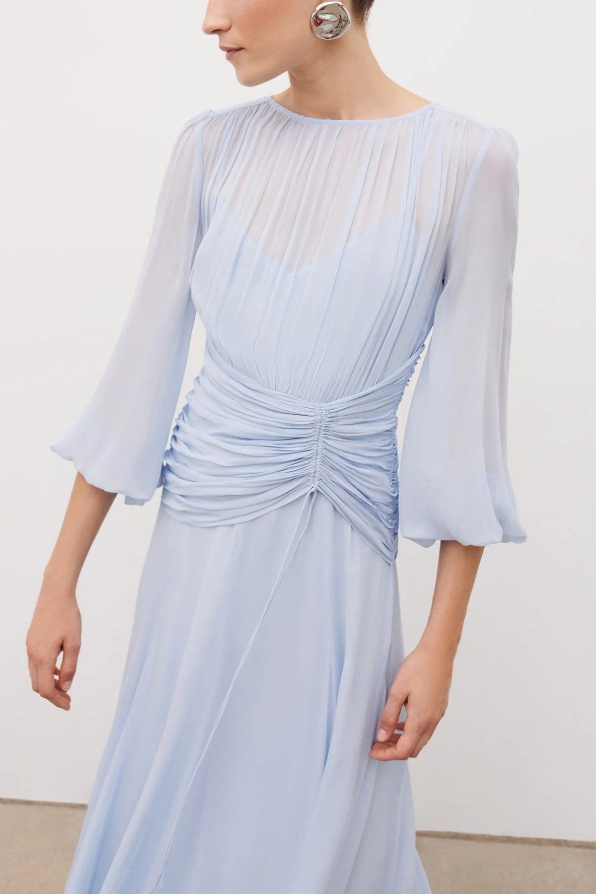 EMORY HIGH NECK BALLOON SLEEVE MAXI DRESS - ARCADIAN BLUE - Image 6
