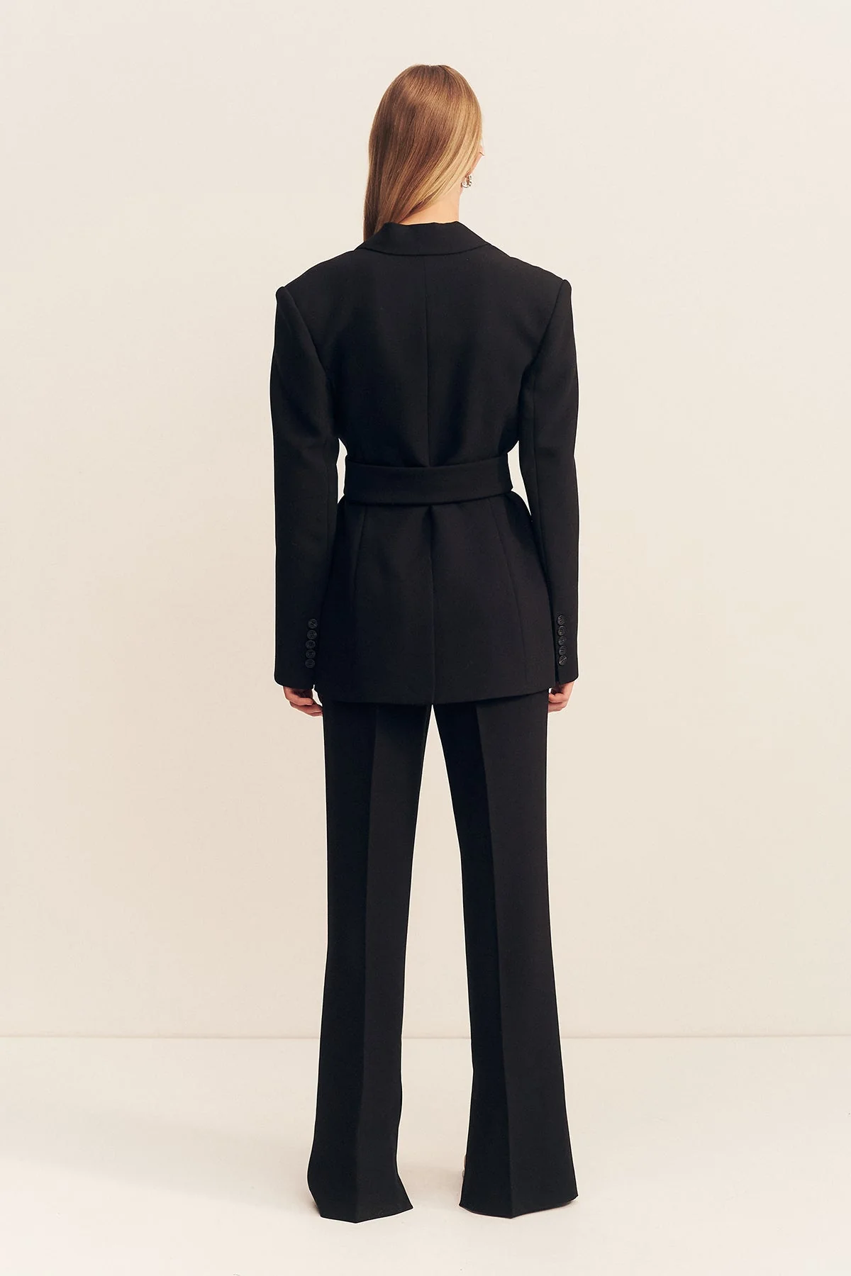 IRENA HOURGLASS SINGLE BREASTED BLAZER WITH BELT - BLACK - Image 5