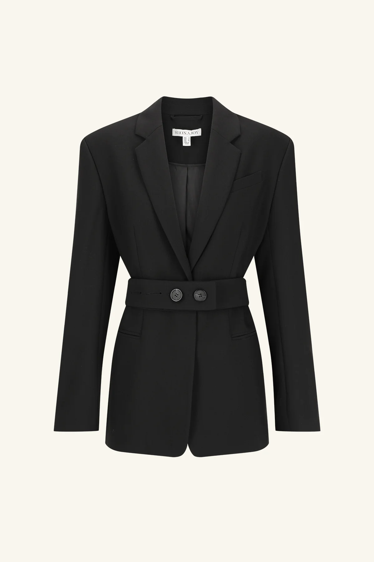 IRENA HOURGLASS SINGLE BREASTED BLAZER WITH BELT - BLACK - Image 8