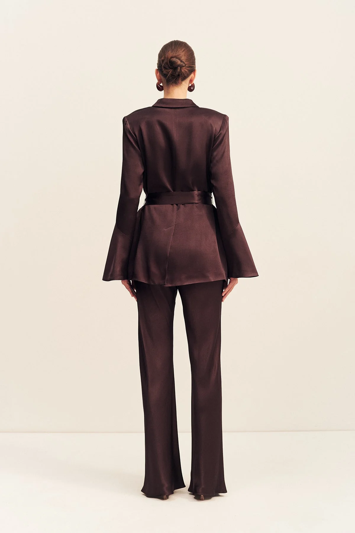 LA LUNE FLARED SLEEVE BELTED BLAZER - ESPRESSO - Image 5