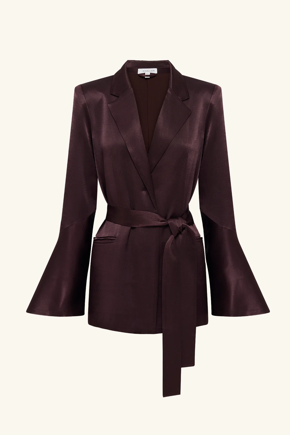 LA LUNE FLARED SLEEVE BELTED BLAZER - ESPRESSO - Image 7