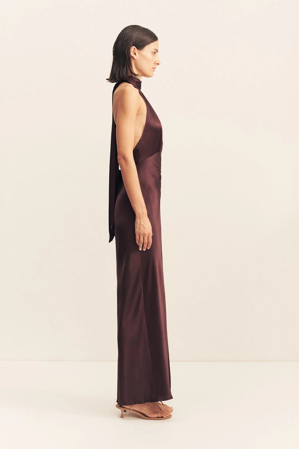 LA LUNE HALTER NECK MAXI DRESS - ESPRESSO - Image 4