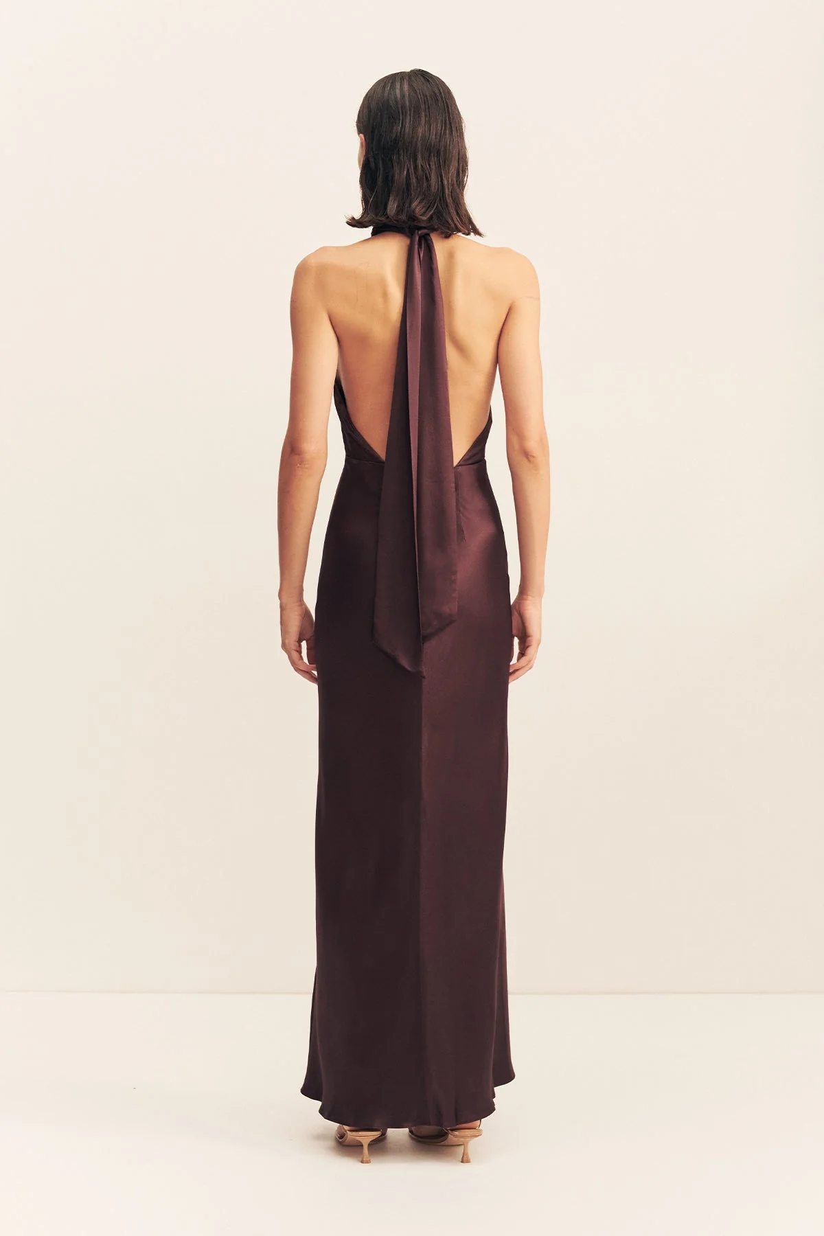 LA LUNE HALTER NECK MAXI DRESS - ESPRESSO - Image 5
