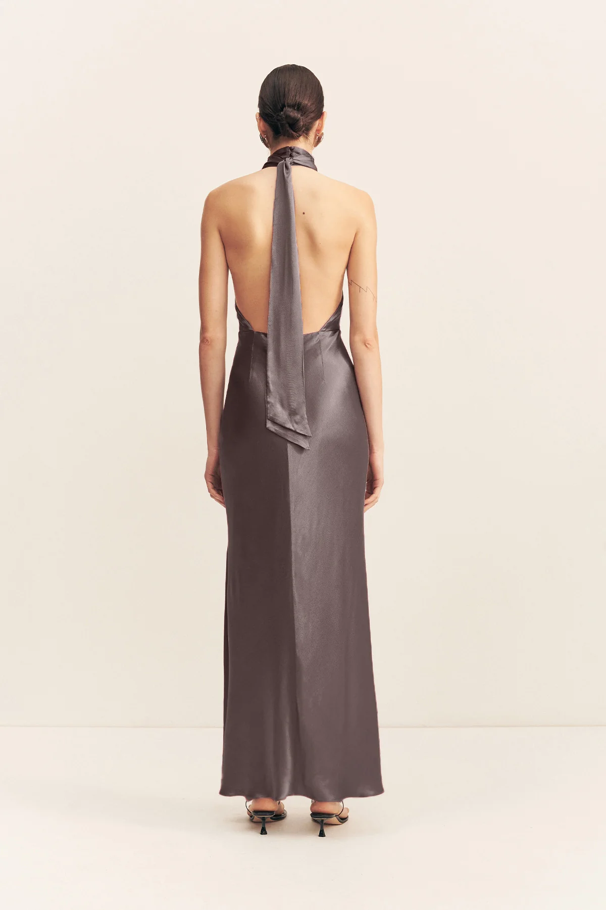 LA LUNE HALTER NECK MAXI DRESS - GRAPHITE - Image 5