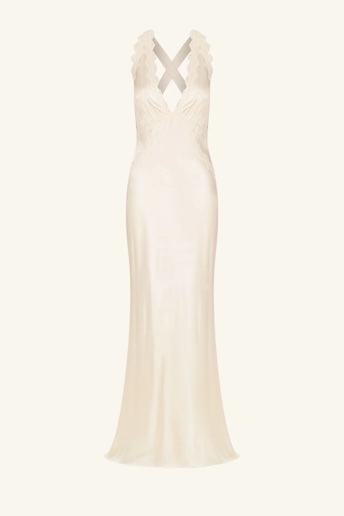 LA LUNE LACE CROSS BACK MAXI DRESS - CREAM - Image 8