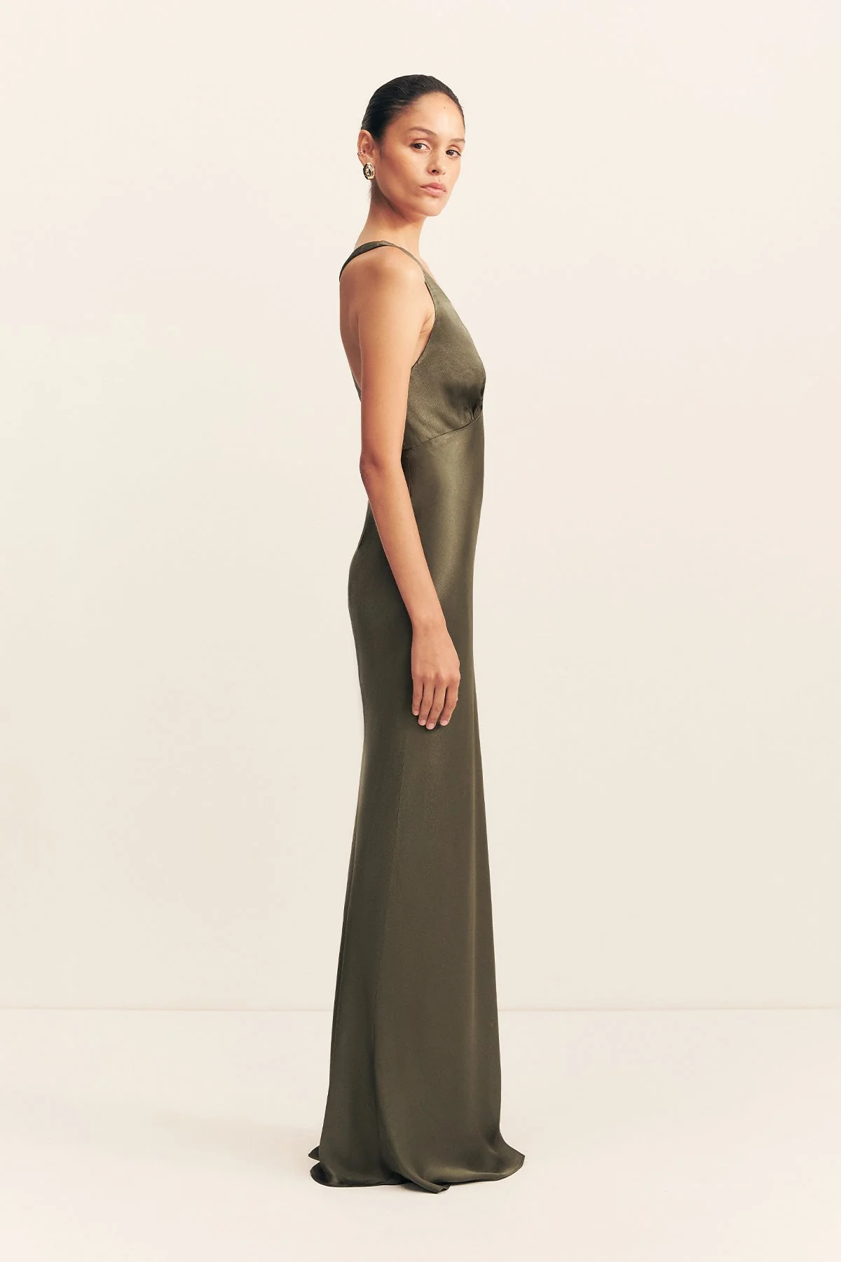 LA LUNE PLUNGED CROSS BACK MAXI DRESS - FOREST - Image 4