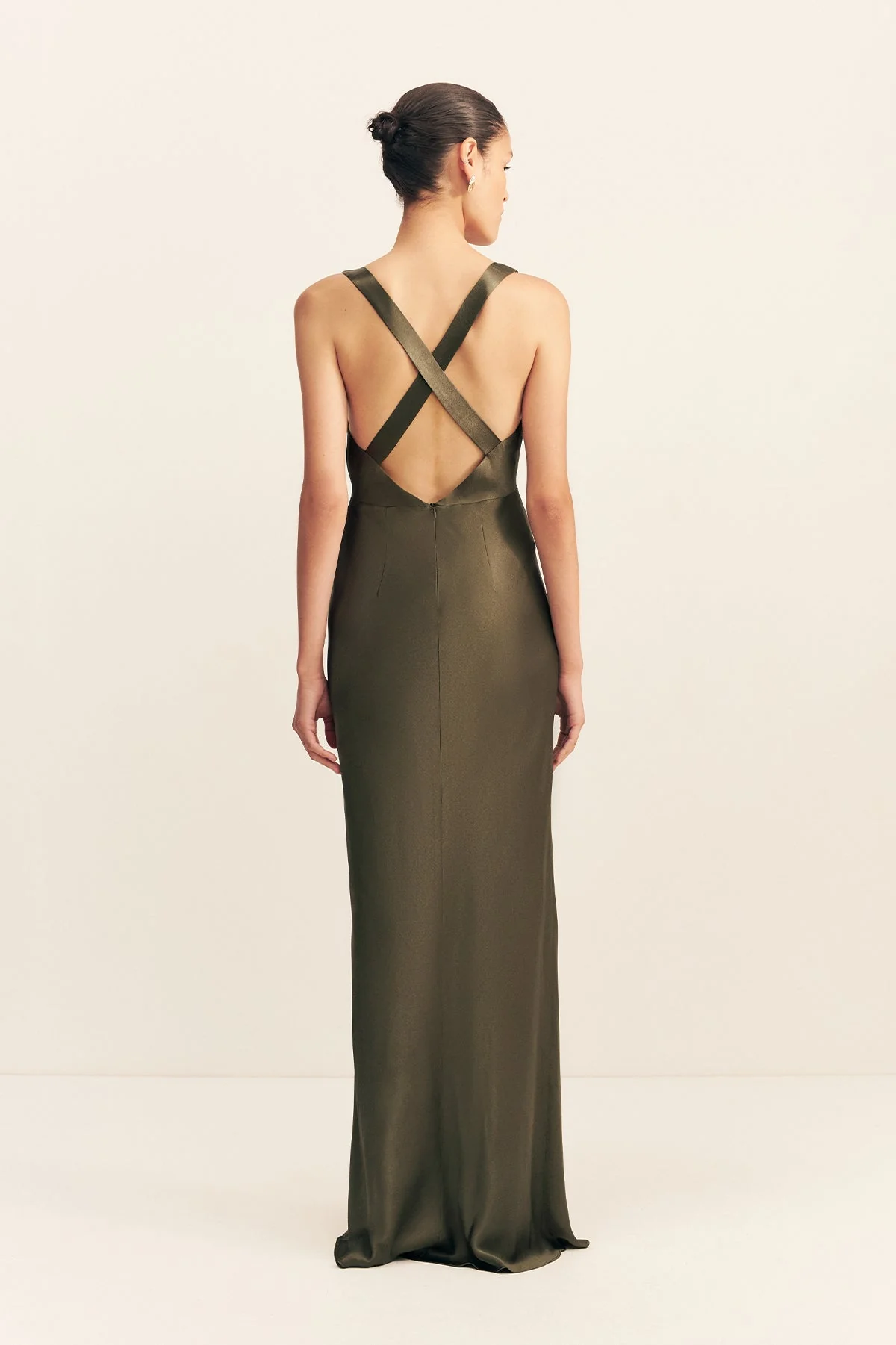 LA LUNE PLUNGED CROSS BACK MAXI DRESS - FOREST - Image 5