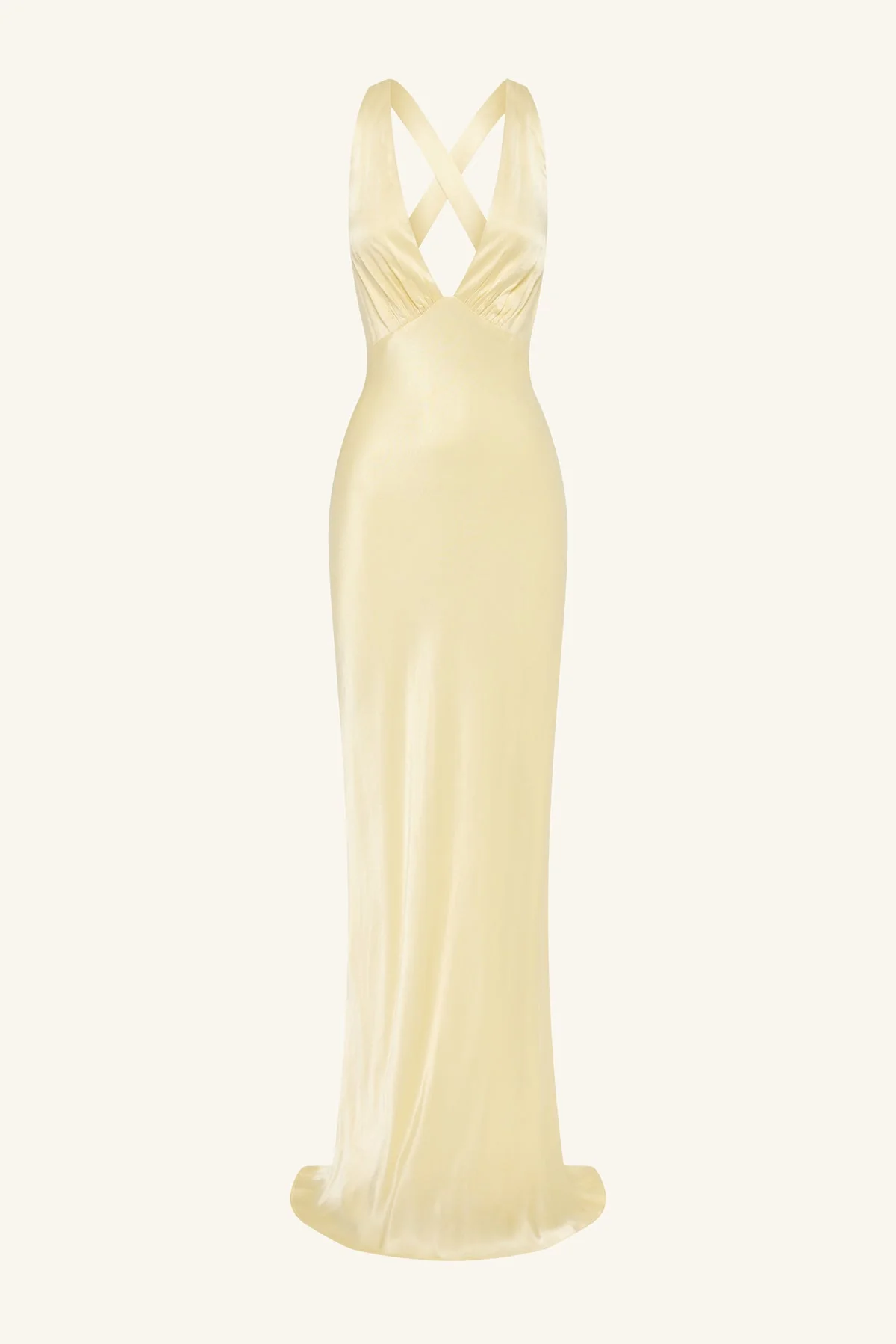 LA LUNE PLUNGED CROSS BACK MAXI DRESS - LEMON - Image 8