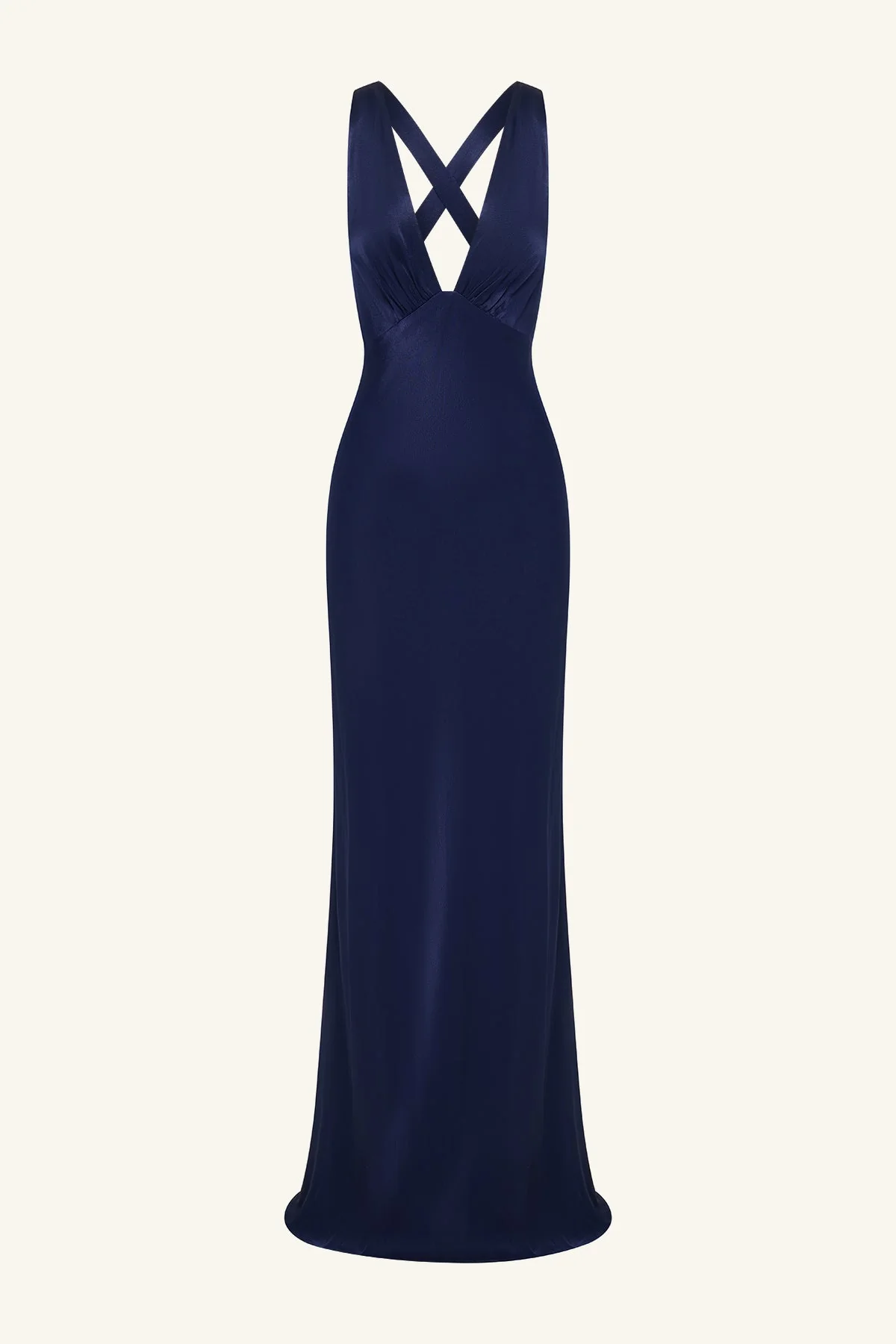 LA LUNE PLUNGED CROSS BACK MAXI DRESS - MIDNIGHT - Image 7