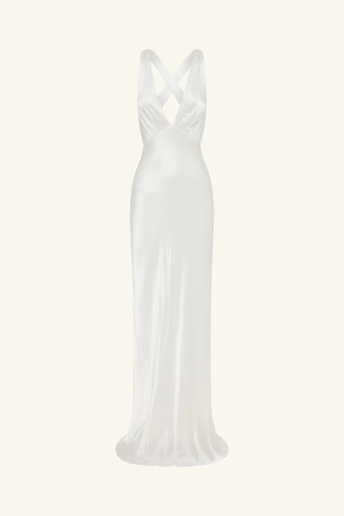 LA LUNE PLUNGED CROSS BACK MAXI DRESS - WHITE - Image 8