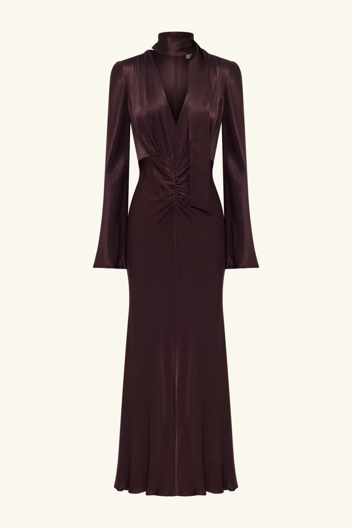 LA LUNE PLUNGED LONG SLEEVE MAXI DRESS - ESPRESSO - Image 7