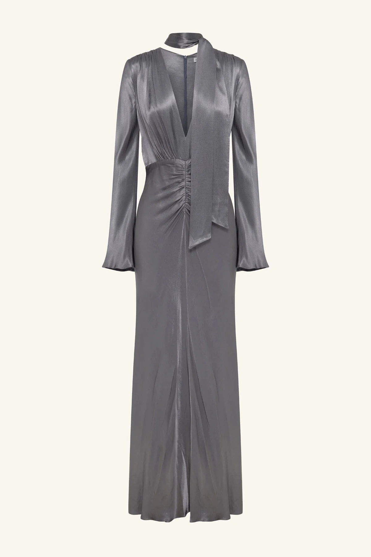 LA LUNE PLUNGED LONG SLEEVE MAXI DRESS - GRAPHITE - Image 6