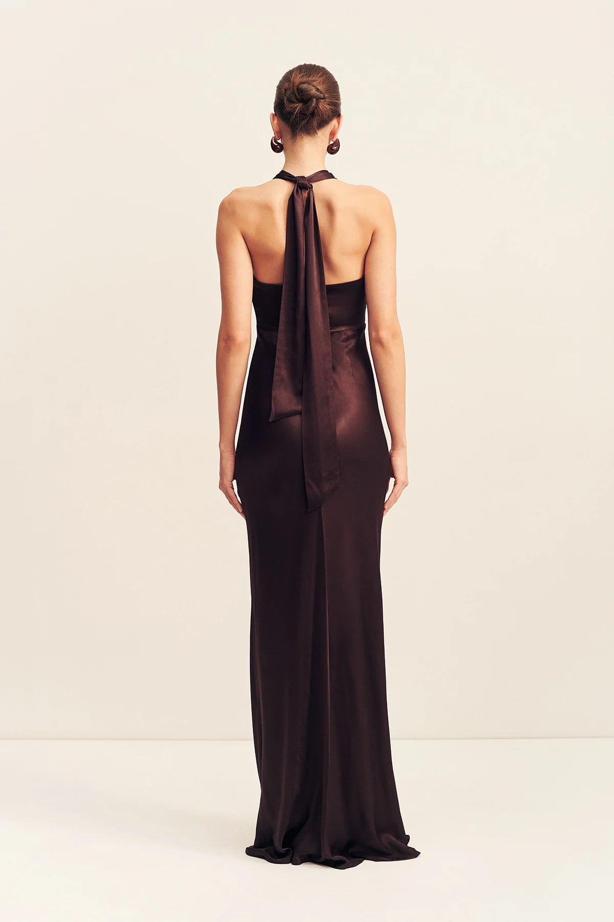 LA LUNE RUCHED HALTER MAXI DRESS - ESPRESSO - Image 5