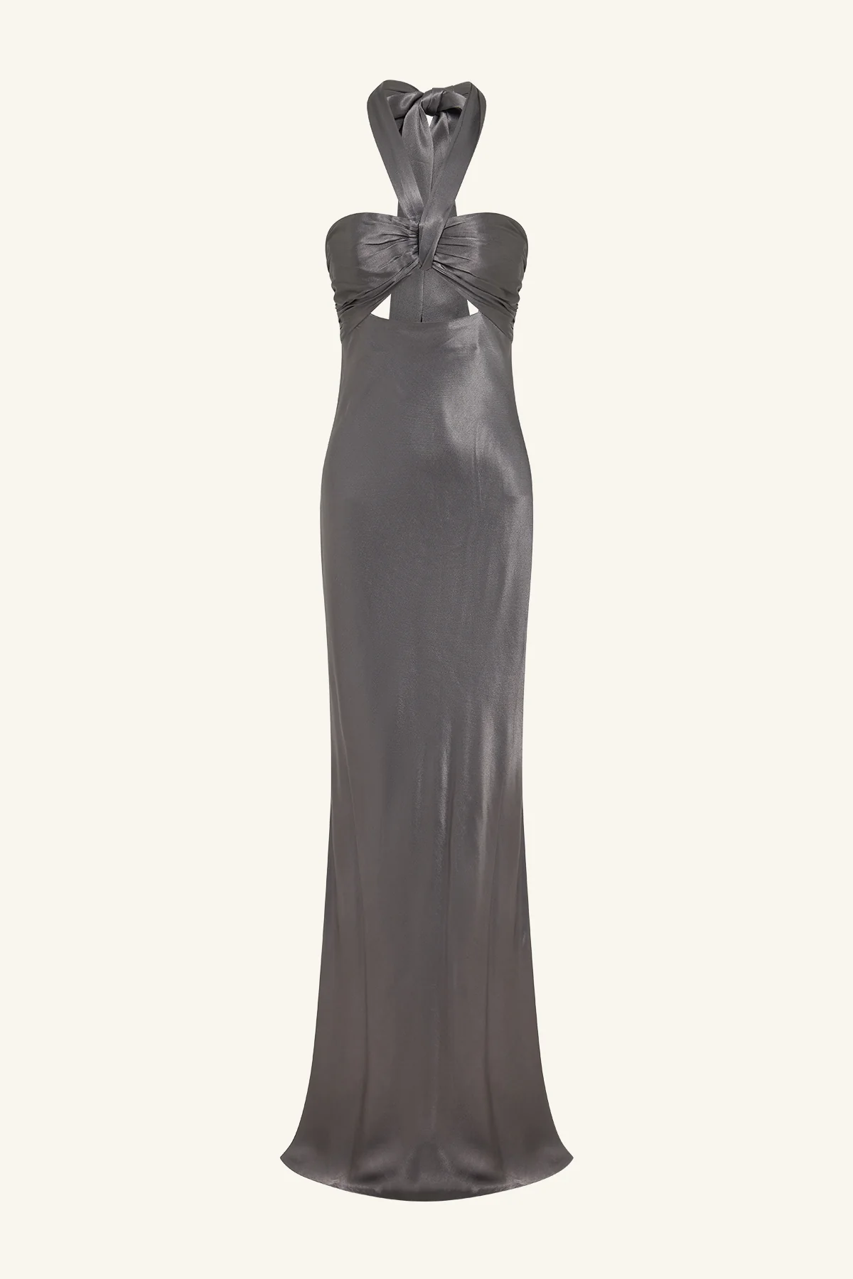 LA LUNE RUCHED HALTER MAXI DRESS - GRAPHITE - Image 6