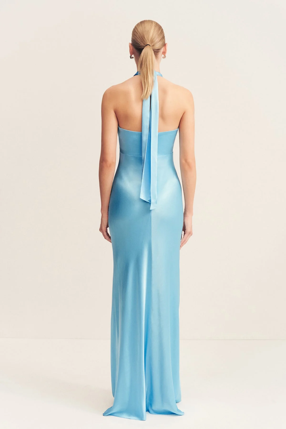 LA LUNE RUCHED HALTER MAXI DRESS - ICEBERG BLUE - Image 5