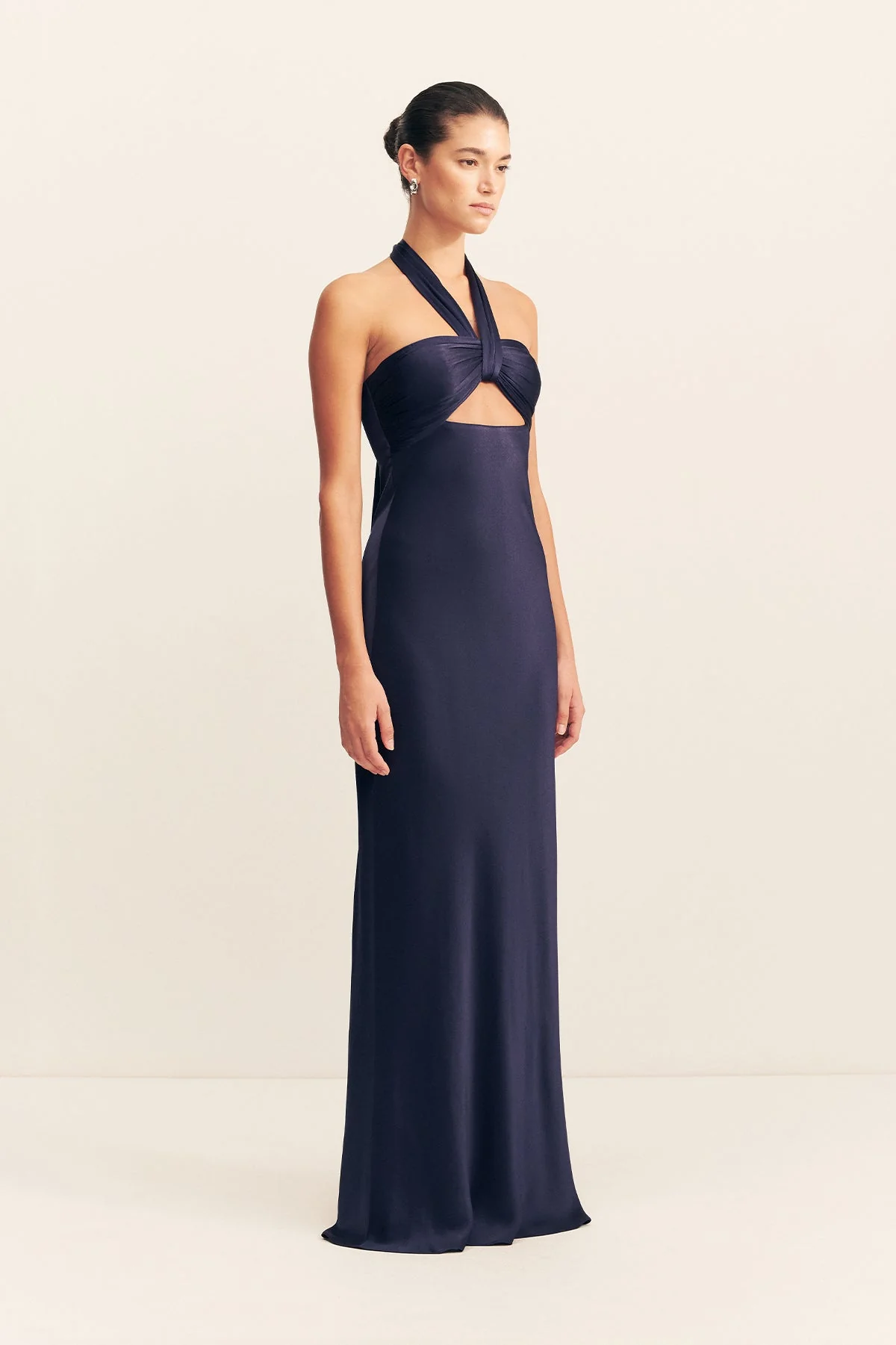 LA LUNE RUCHED HALTER MAXI DRESS - MIDNIGHT - Image 3