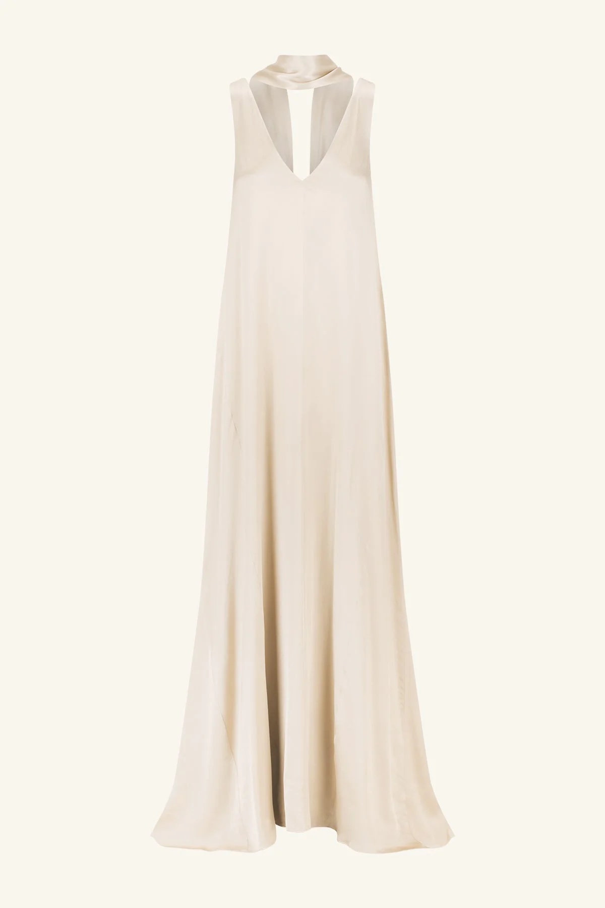 LA LUNE SCARF PANELLED MAXI DRESS - CREAM - Image 11