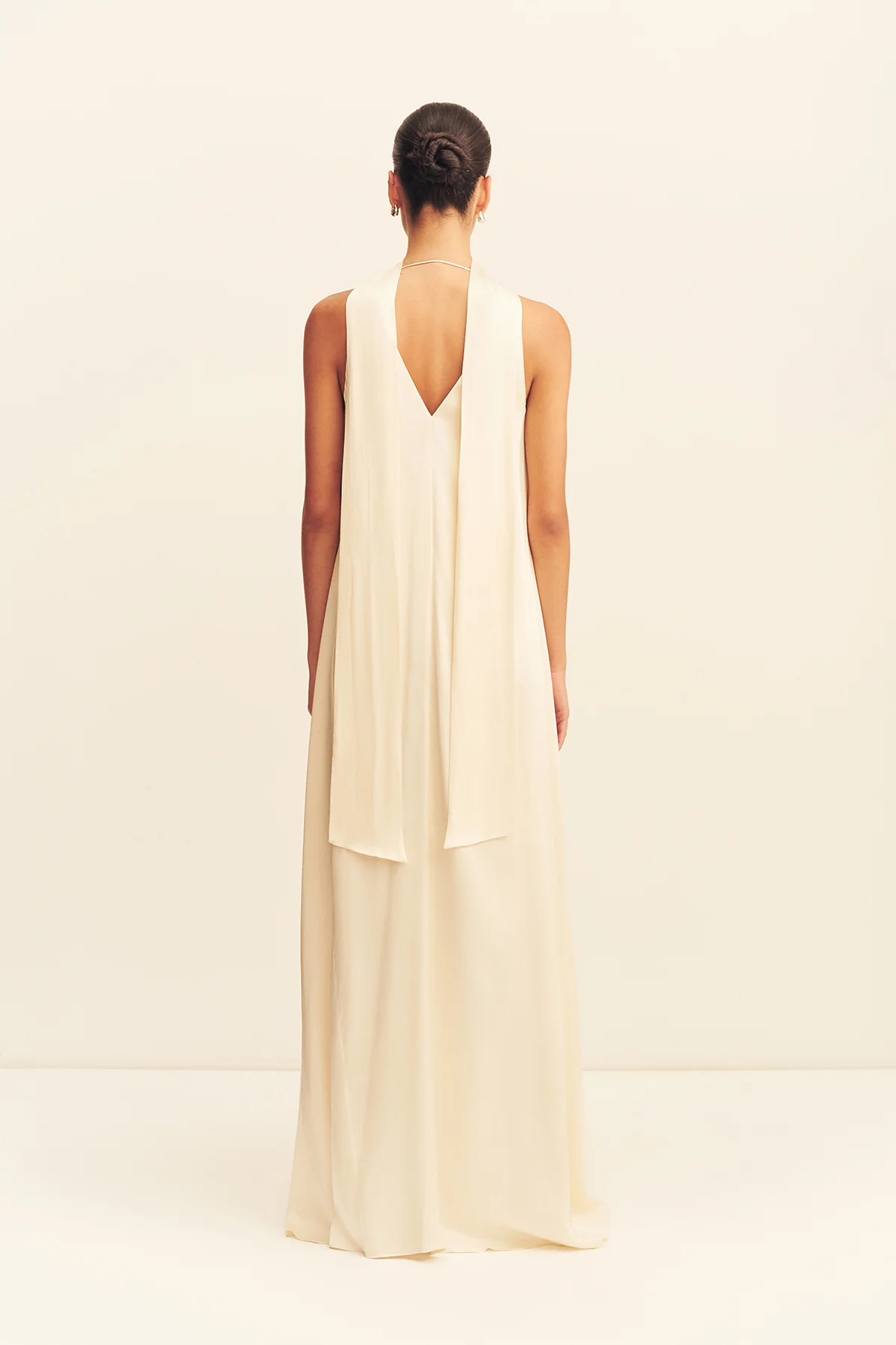 LA LUNE SCARF PANELLED MAXI DRESS - CREAM - Image 6