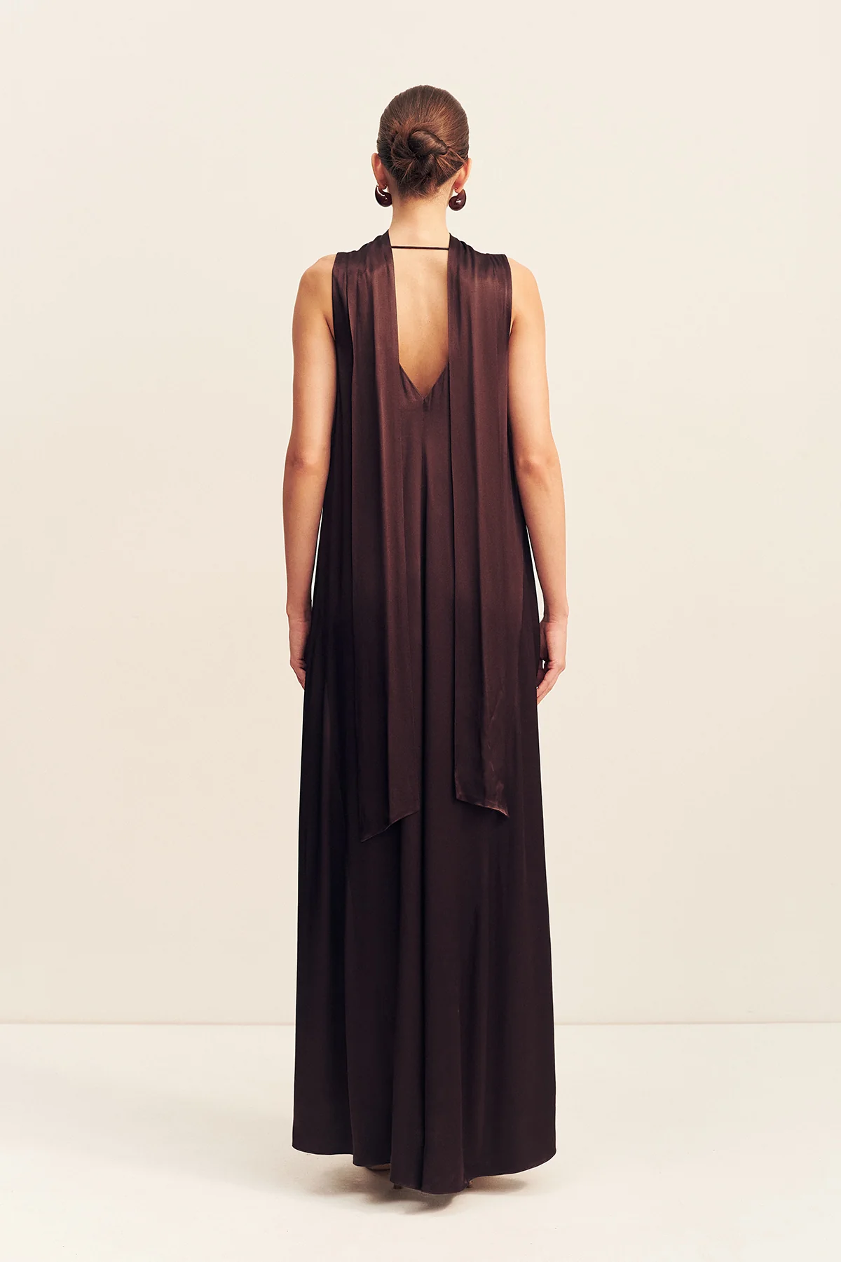 LA LUNE SCARF PANELLED MAXI DRESS - ESPRESSO - Image 5