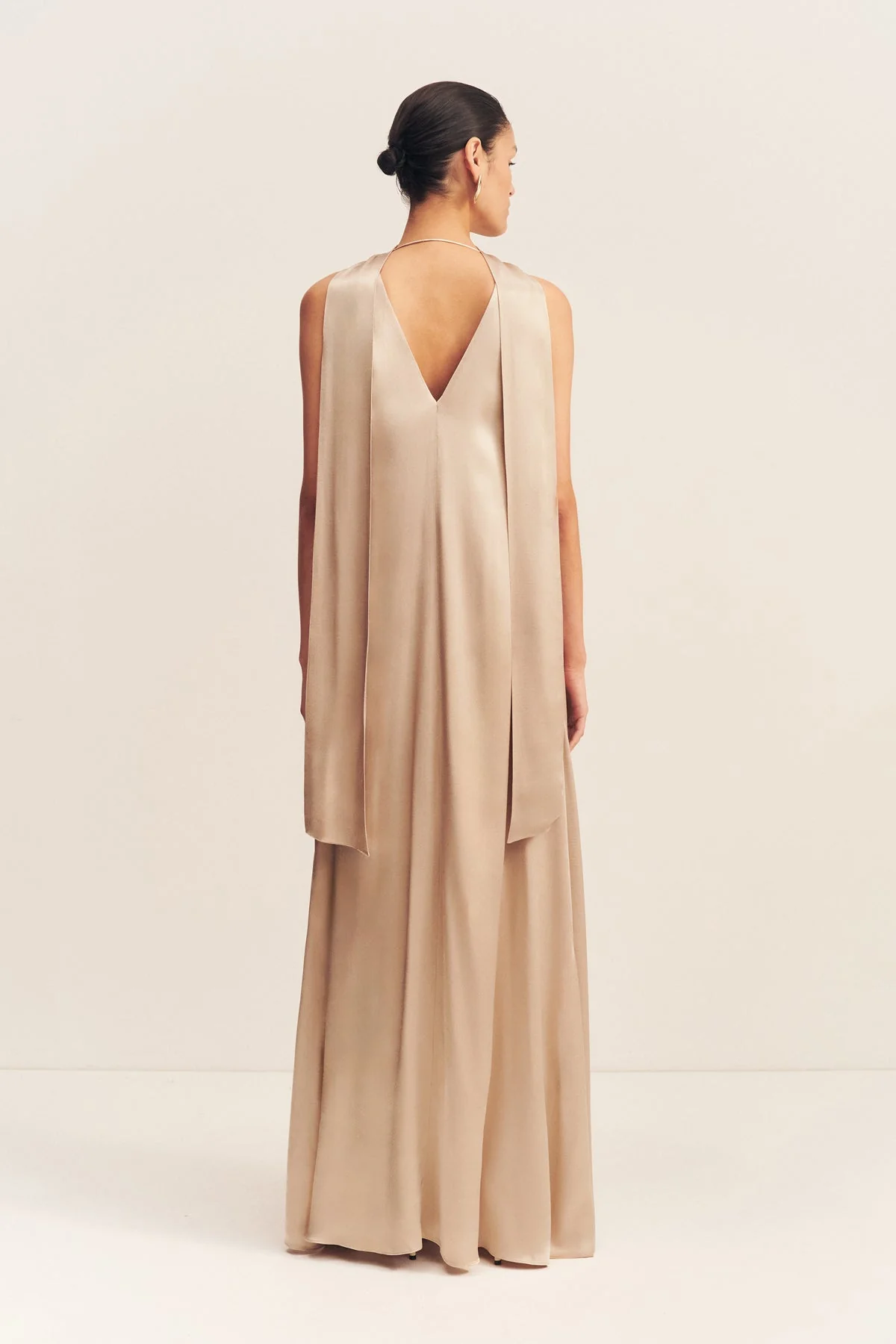 LA LUNE SCARF PANELLED MAXI DRESS - GOLD - Image 5