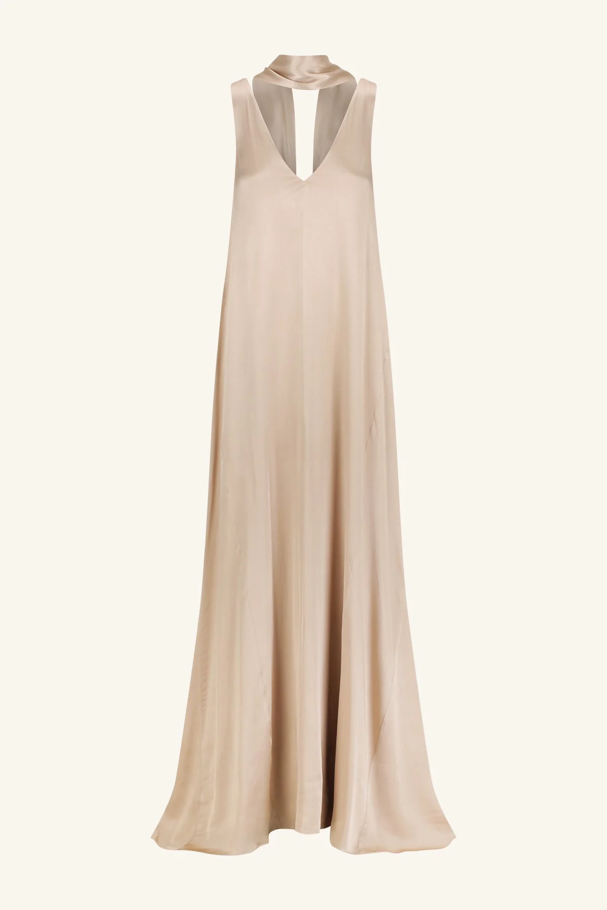 LA LUNE SCARF PANELLED MAXI DRESS - GOLD - Image 7