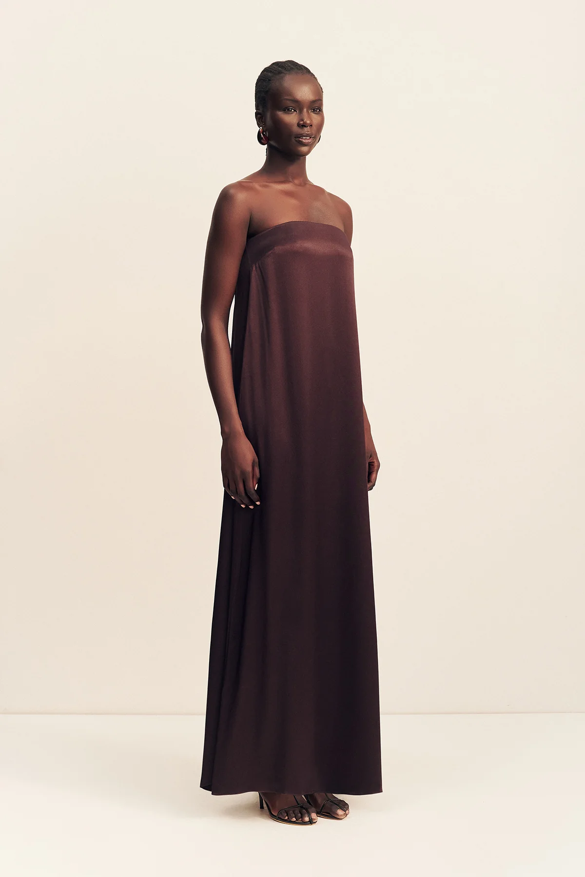 LA LUNE STRAPLESS COLUMN MAXI DRESS - ESPRESSO - Image 3