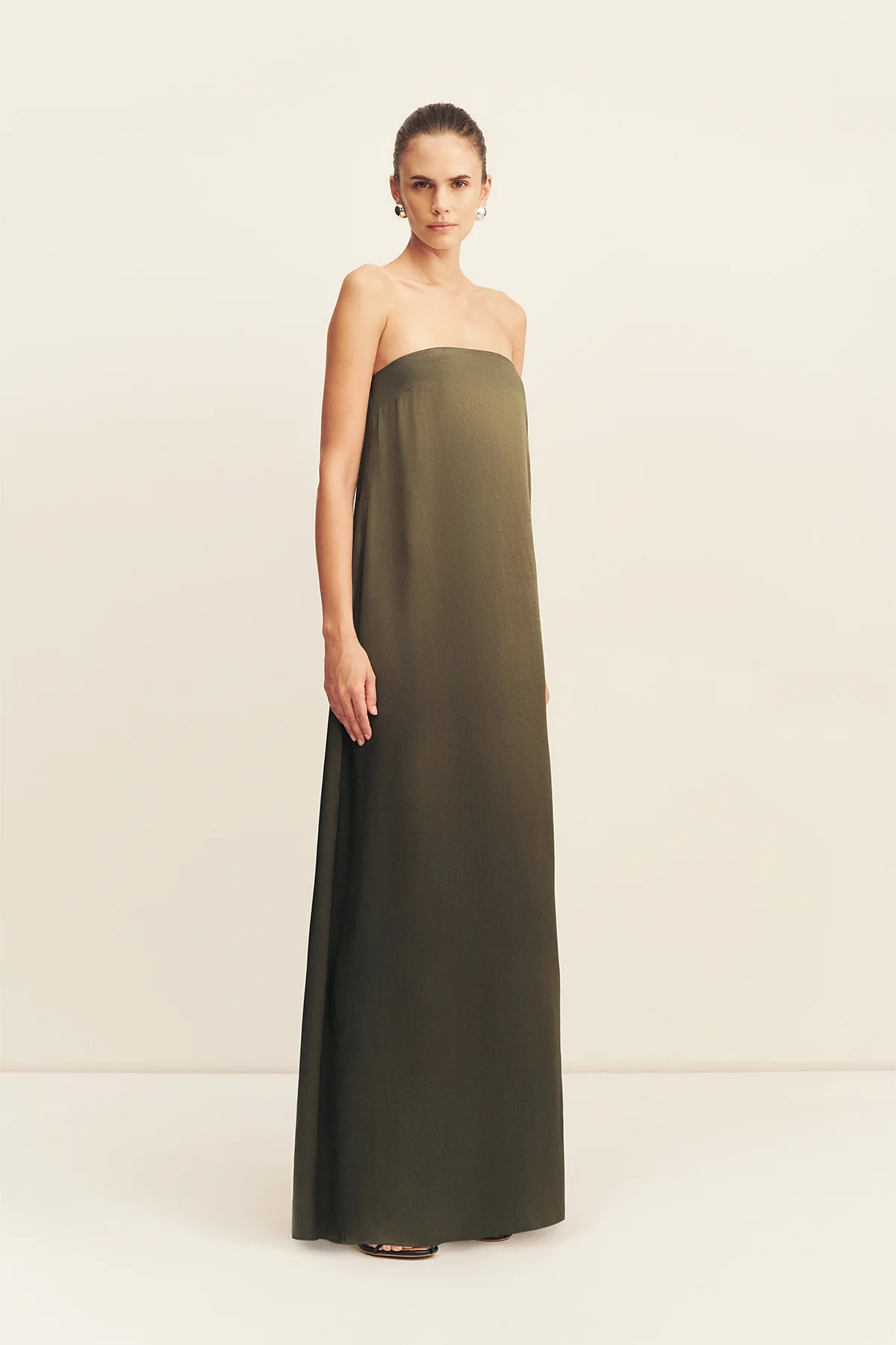 LA LUNE STRAPLESS COLUMN MAXI DRESS - FOREST - Image 4