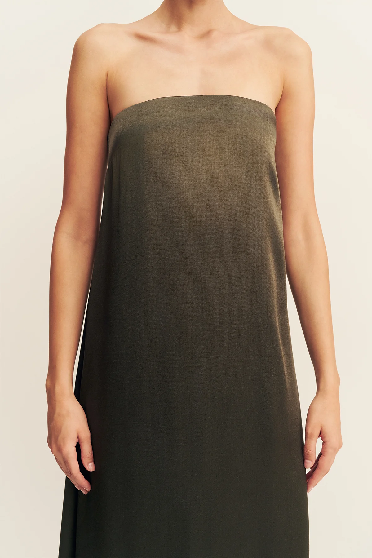 LA LUNE STRAPLESS COLUMN MAXI DRESS - FOREST - Image 7