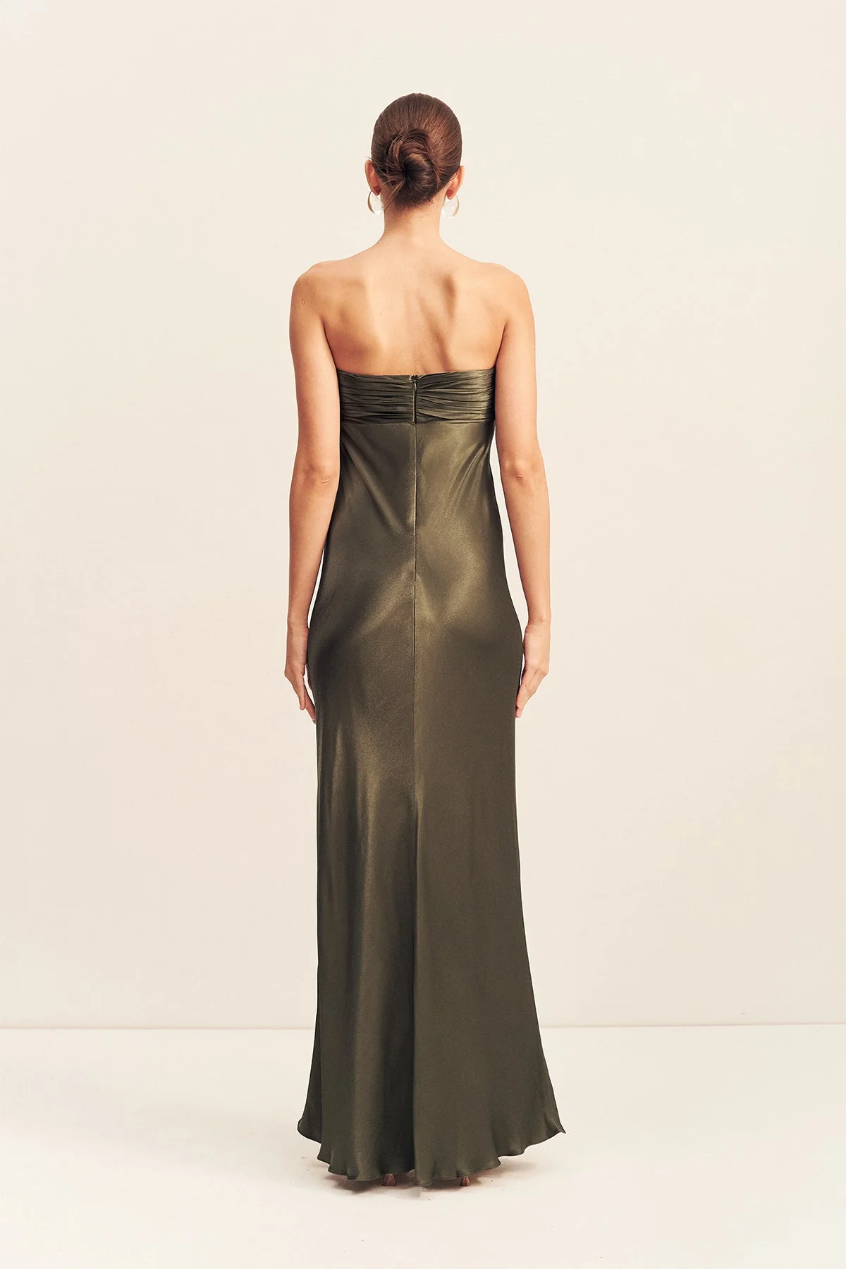 LA LUNE STRAPLESS RUCHED BODICE MAXI DRESS - FOREST - Image 4
