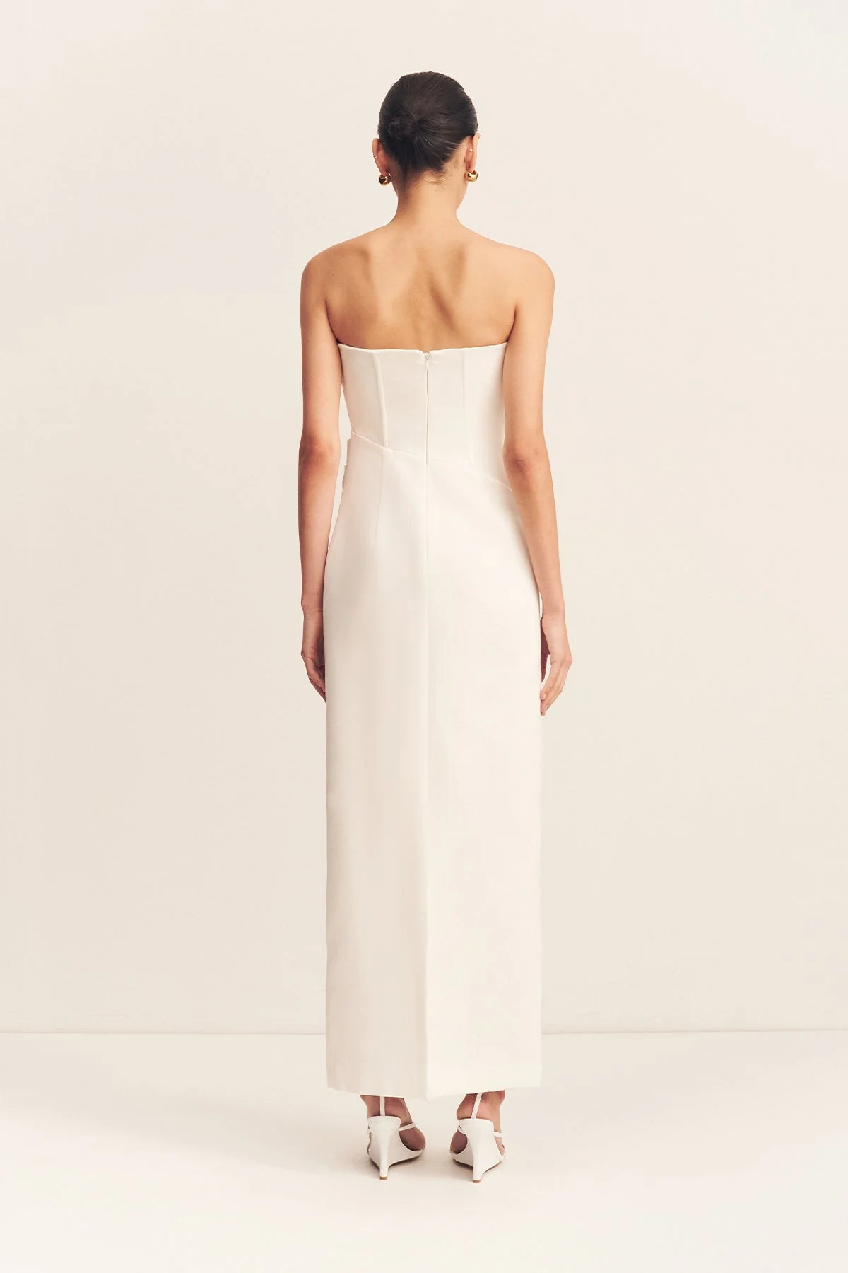 OAKLEY STRAPLESS DRAPED MAXI DRESS - IVORY - Image 5