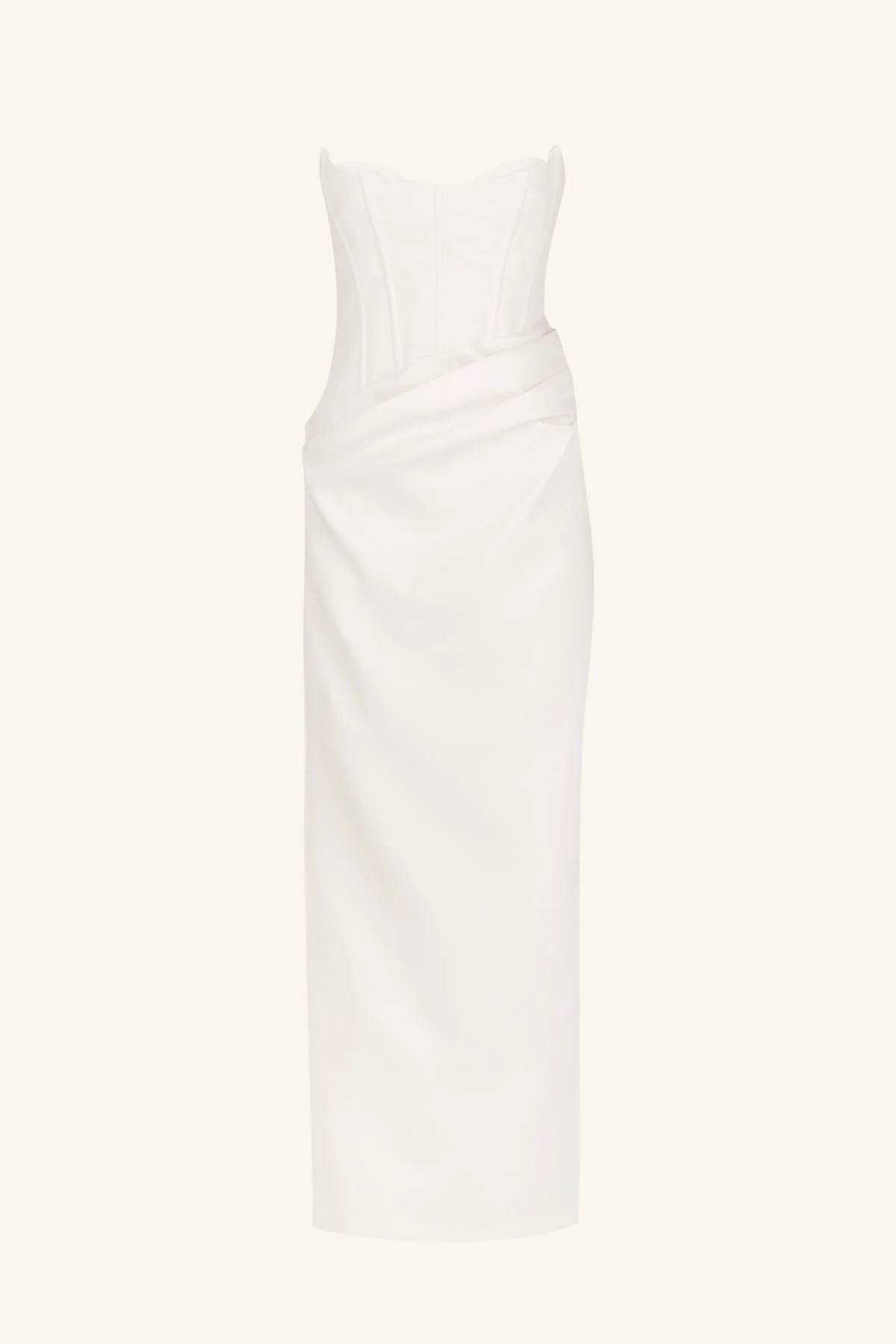 OAKLEY STRAPLESS DRAPED MAXI DRESS - IVORY - Image 8